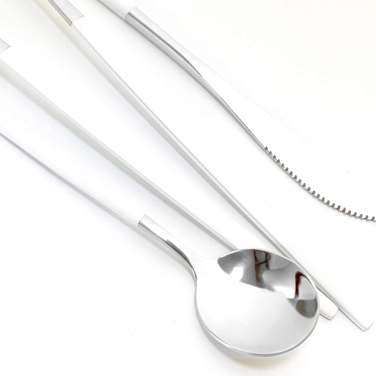 40-Piece 18/10 Stainless Steel Silverware Set - Mirror Polished Cutlery Flatware with White Handles (Forks, Spoons, Knives) - Durable & Reusable for Family Dining, Restaurants, Weddings & Everyday Use (Service for 10)