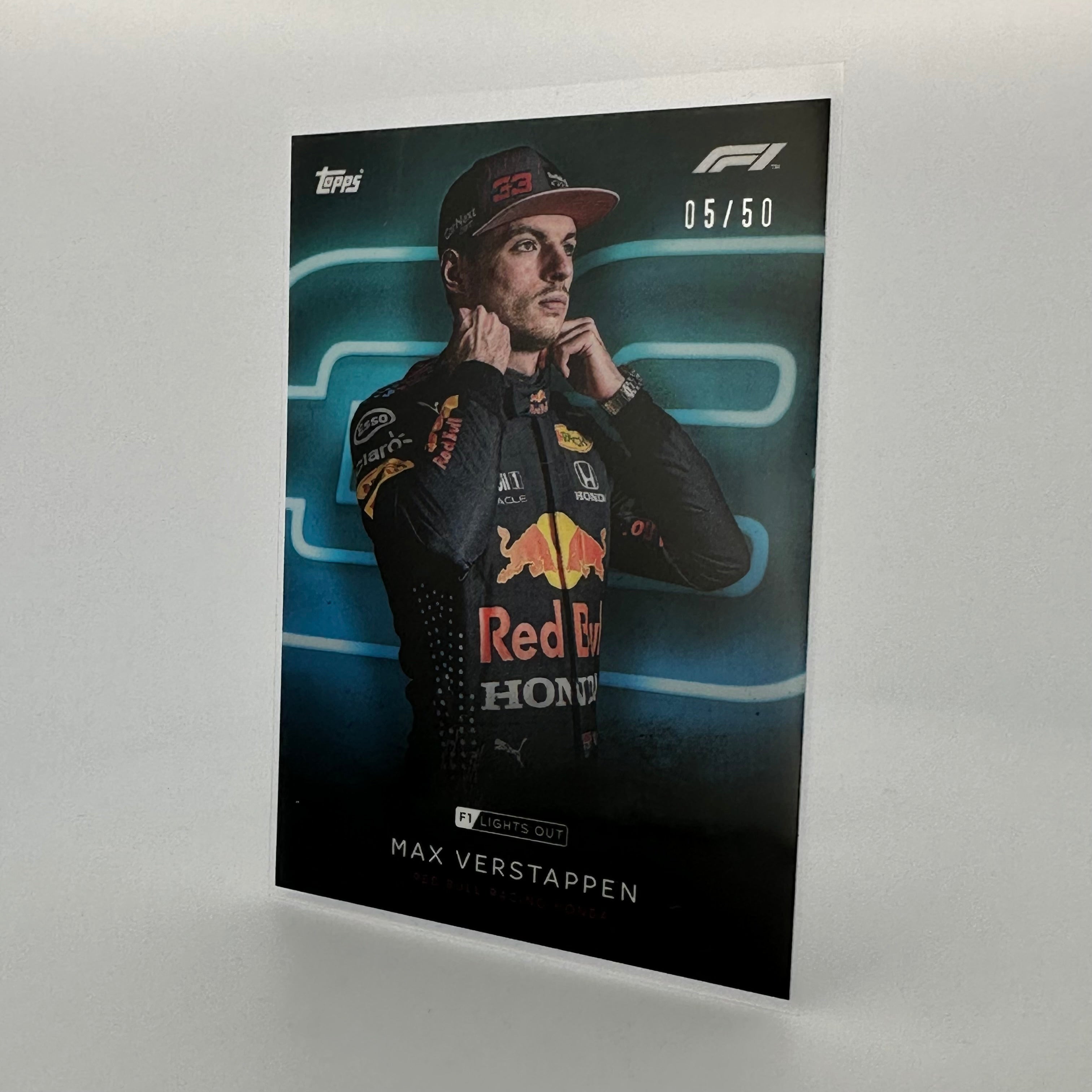 Max Verstappen 2021 F1 Driver Card - 05/50 Aqua Parallel - Collectible Trading Card for Formula 1 Fans & Sports Memorabilia Enthusiasts - Perfect for Display, Gifts, and Racing Collections