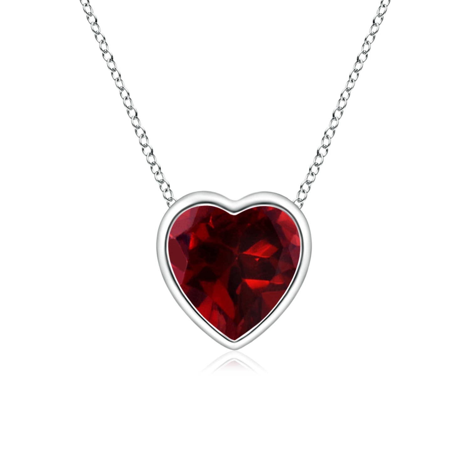 Angara Natural Garnet Solitaire Heart Pendant Necklace for Women - 14K Solid Gold/Platinum | January Birthstone Jewelry | Elegant Gift for Her | Birthday, Anniversary, Valentine's Day | Perfect for Romantic Occasions & Special Celebrations