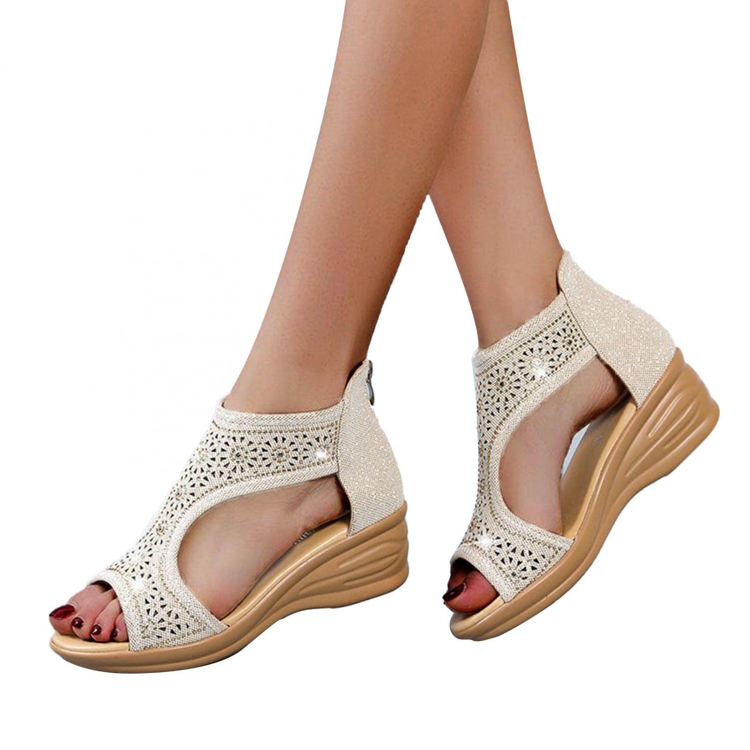 Women's Wedge Sandals with Ankle Strap - Open Toe High Heel Summer Shoes for Outdoor Walking & Leisure | Perfect for Beach Vacations, Date Nights & Casual Outings