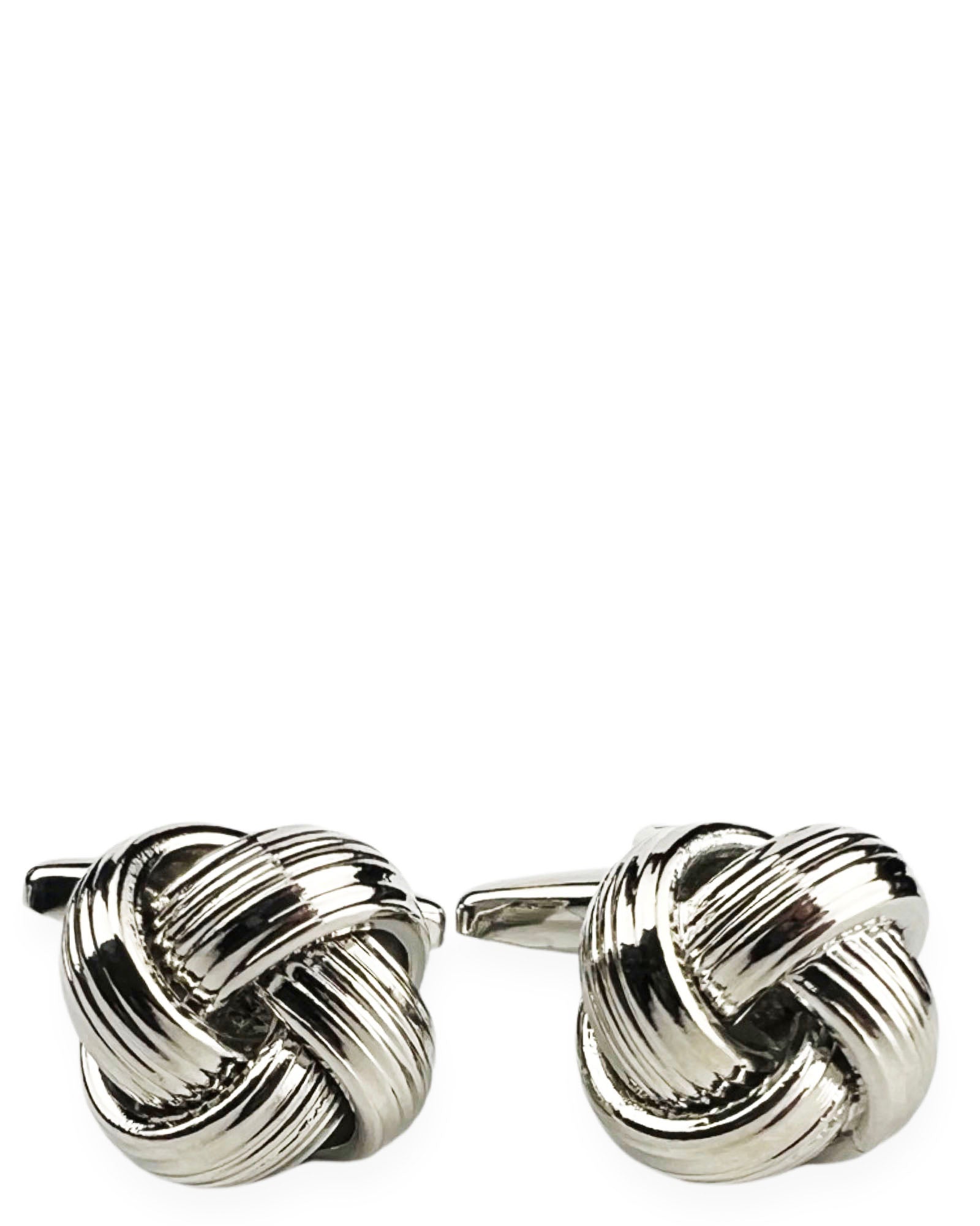 DÉCLIC Silver Metal Ribbon Knot Cufflinks for Men - Elegant Dress Shirt Accessories for Weddings, Business & Formal Events