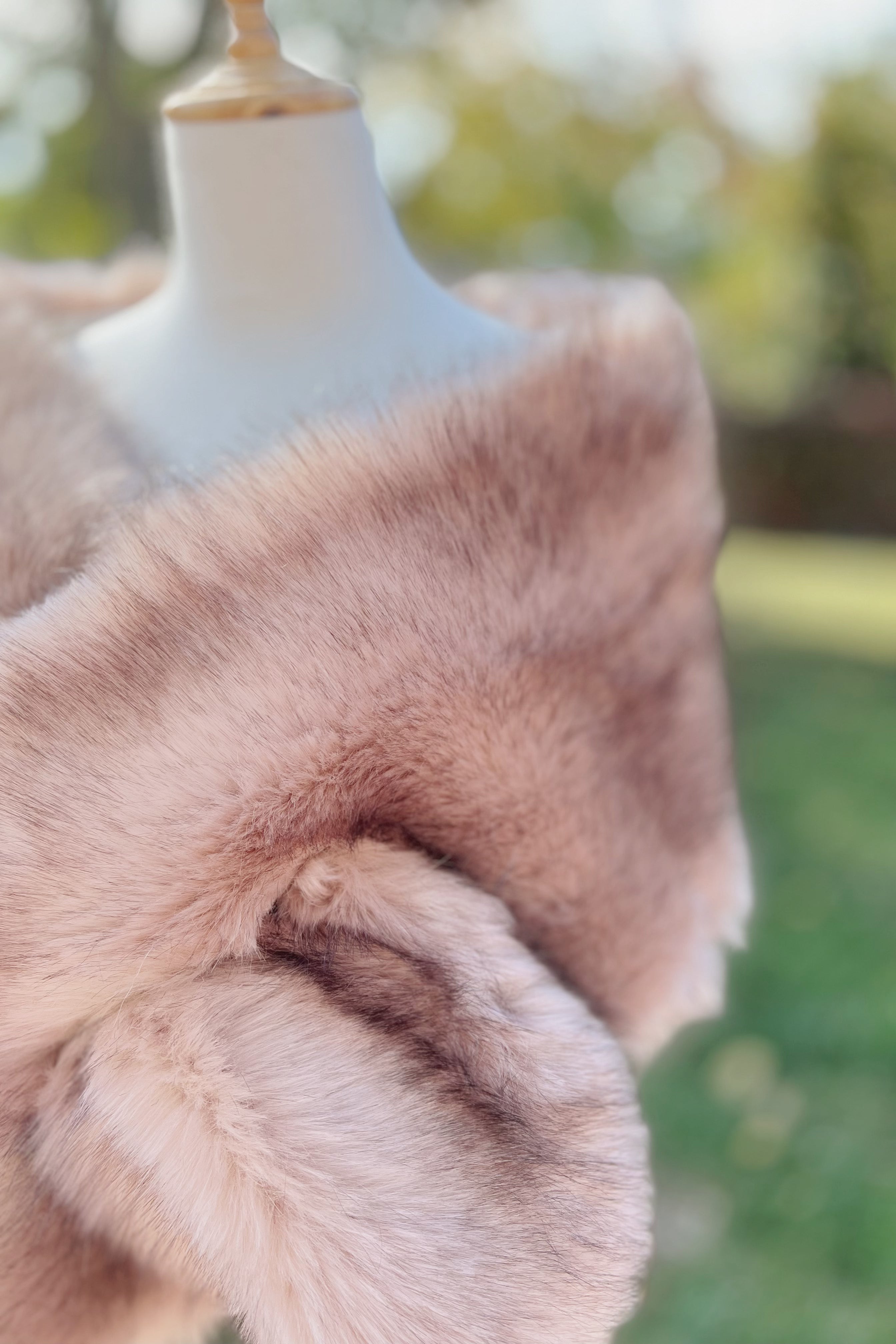Stylish Pink with Black Tips Faux Fur Shawl Wrap - Elegant Winter Fashion Accessory for Women | Perfect for Parties, Weddings & Cold Weather Outfits