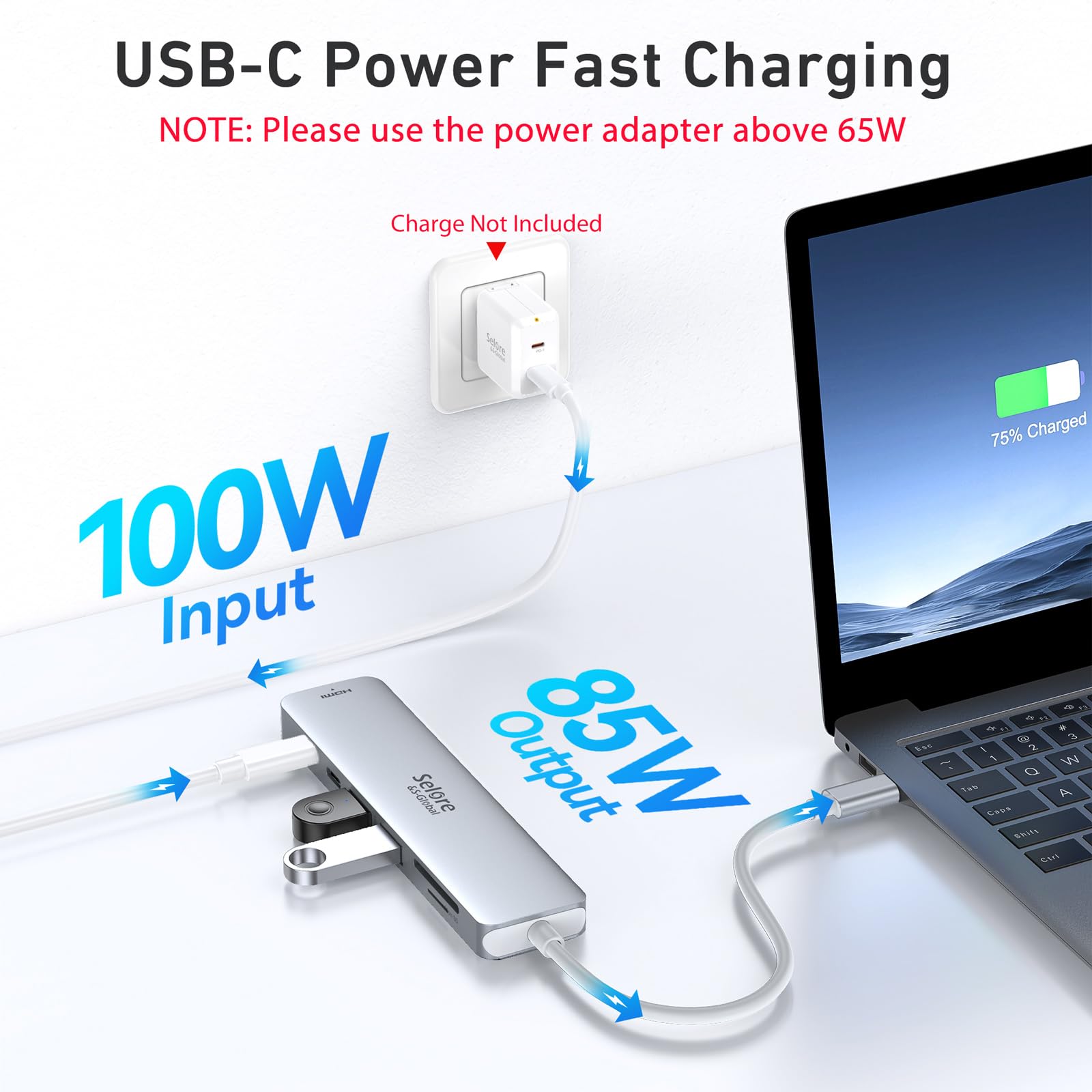 7-in-1 USB C Hub Multiport Adapter with 4K HDMI, 100W PD Charging, 2 USB 3.0 Ports, SD/TF Card Reader - Compatible with MacBook Pro/Air M1/M2, Chromebook, iPad Pro - Perfect for Home Office, Travel & Video Conferencing (Silver)