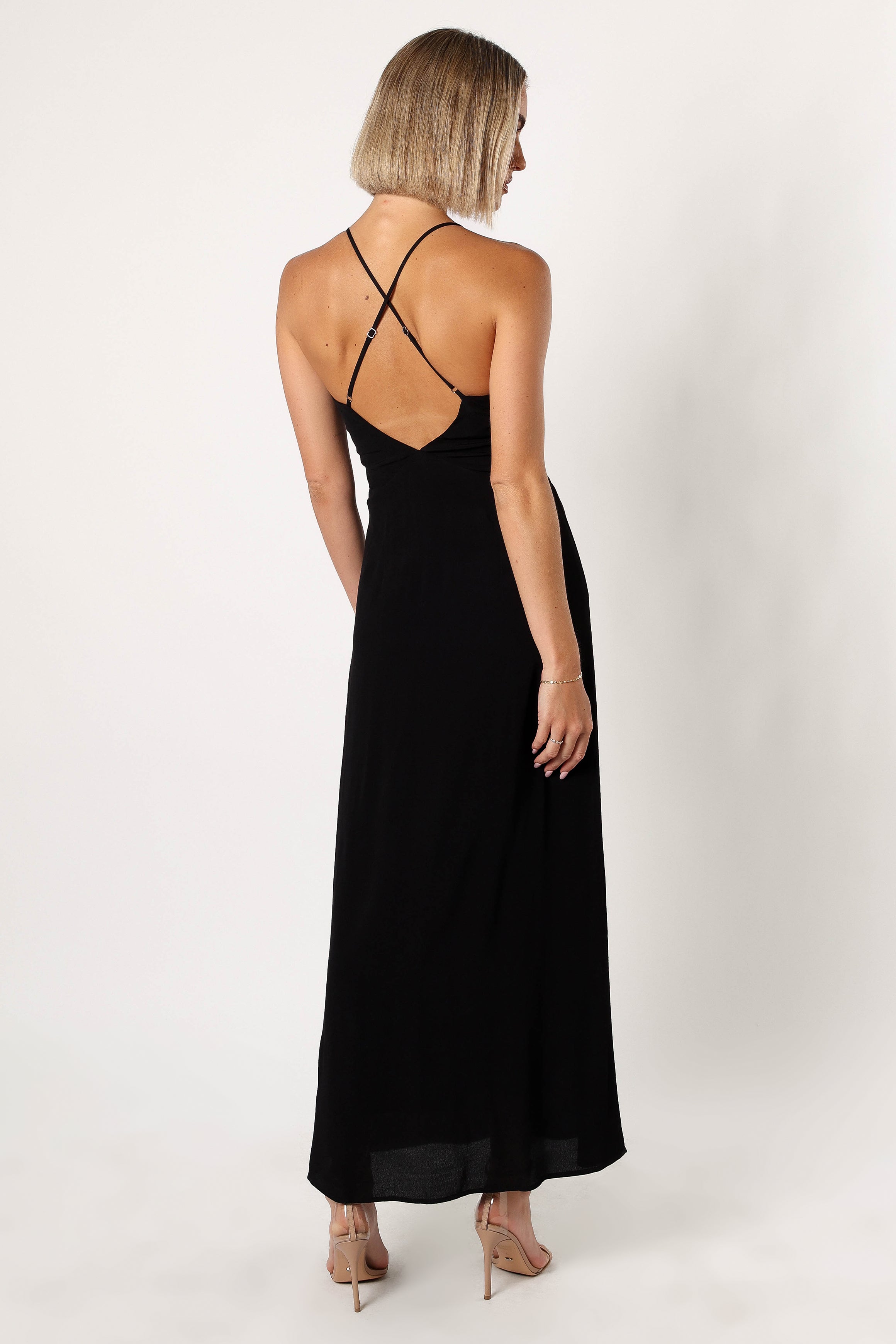 Florence Rosette Trim Maxi Dress - Elegant Black Floral Lace Evening Gown for Women | Perfect for Weddings, Parties & Special Occasions