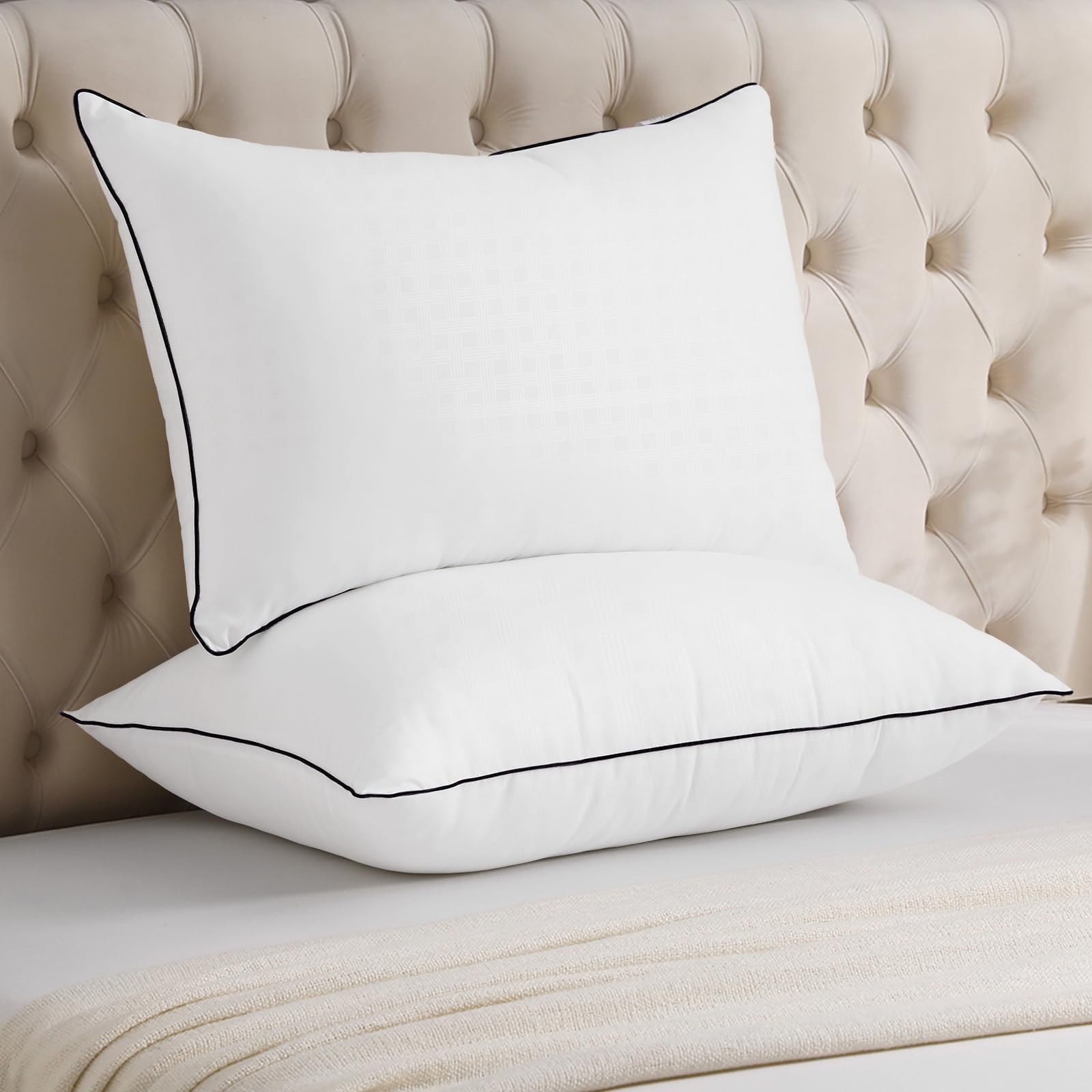 JOLLYVOGUE 4-Pack Standard Size Cooling Pillows - Ultra Soft Down Alternative Fill for Side, Back & Stomach Sleepers | Hotel Quality Bed Pillows Set | Perfect for Home, Guest Room & Travel Use