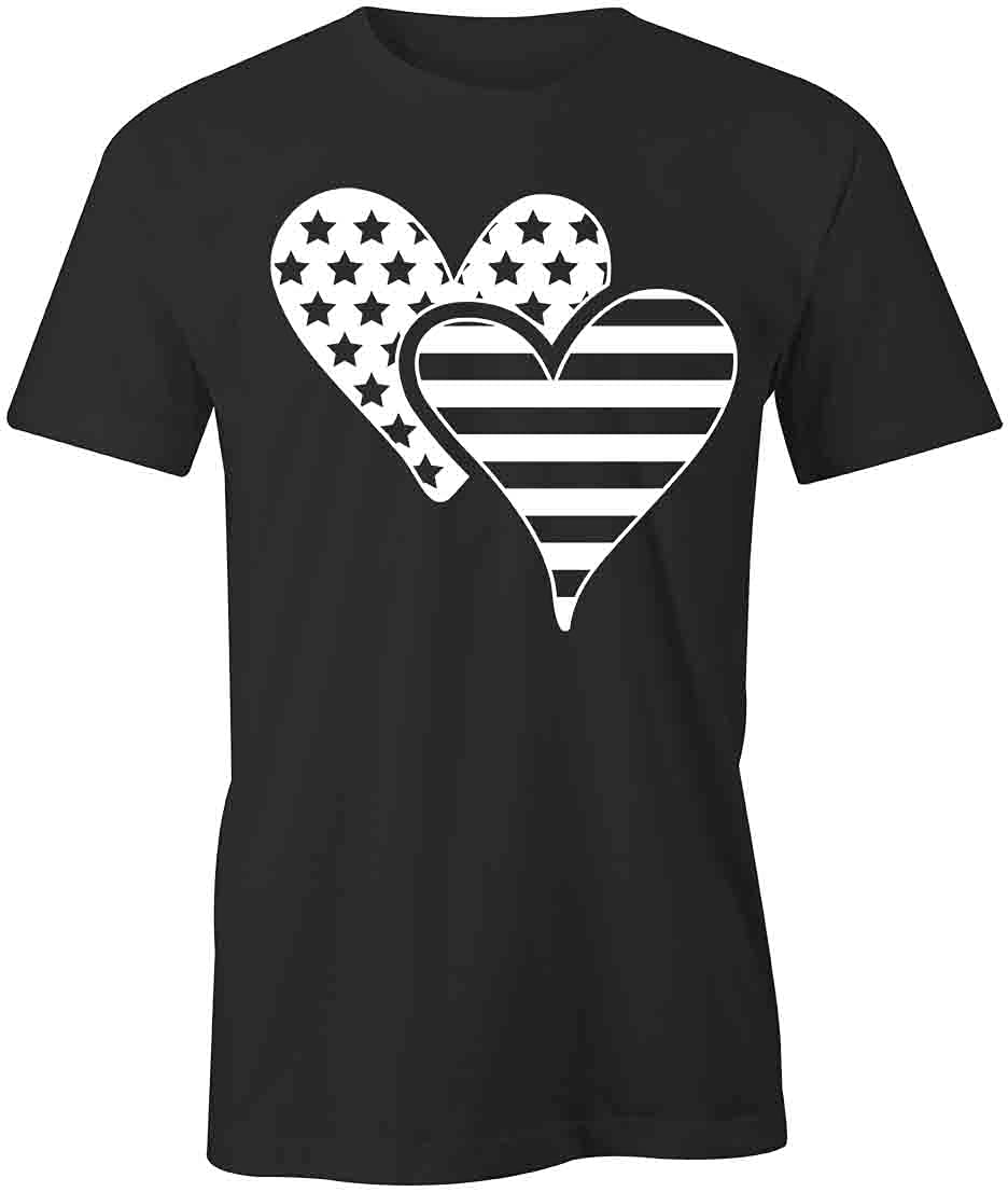 American Flag Hearts T-Shirt - Patriotic Graphic Tee for Men & Women | Vintage Style Printed Cotton Shirt | Perfect for 4th of July, Memorial Day & Veterans Day Celebrations