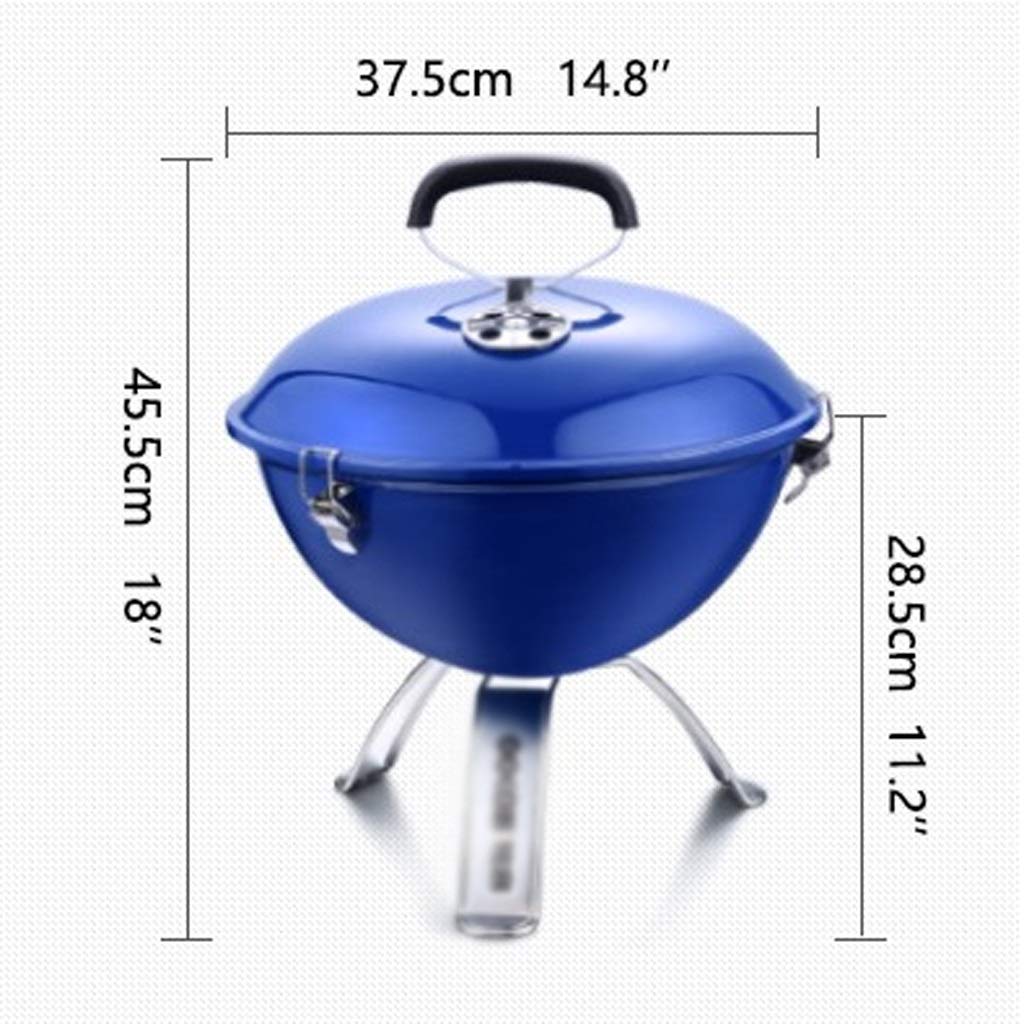 14 Inch Portable Charcoal BBQ Grill - Indoor/Outdoor Barbecue Stove for Home, Camping & Travel with Vent & BBQ Tools (Green) - Perfect for Backyard Parties, Picnics and Tailgating