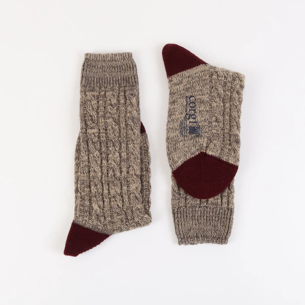 Premium Men's Handmade Cable Knit Cashmere & Cotton Socks - Ultra Soft Winter Warm Socks for Indoor & Outdoor Activities