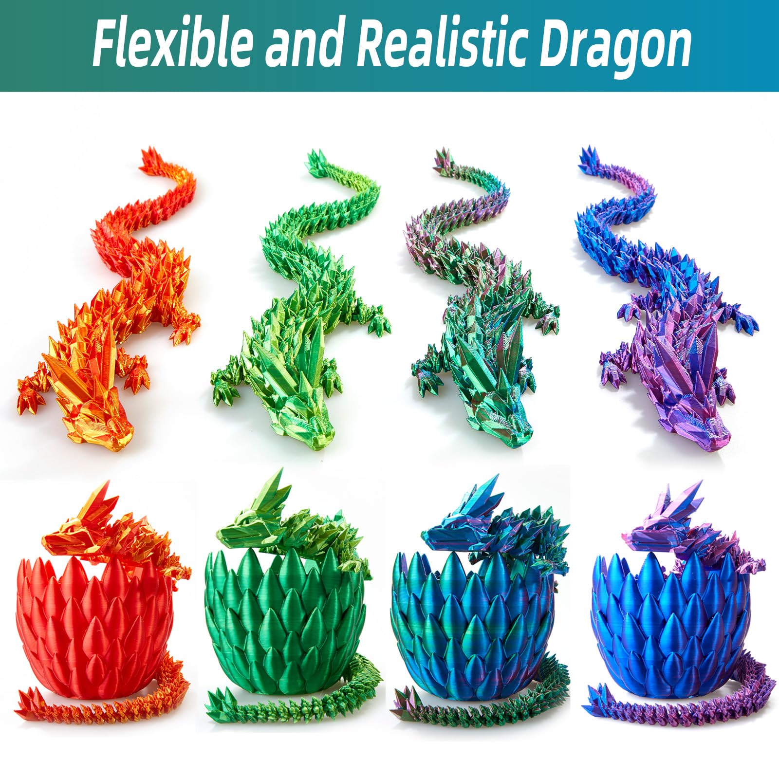 3D Printed Dragon Egg - 15 Inch Crystal Dragon Easter Egg, Fidget Toys for Kids & Adults, Unique Home Office Decor Gift for Christmas, Birthday - Perfect for Stress Relief, Party Favors, and Fantasy Collectibles