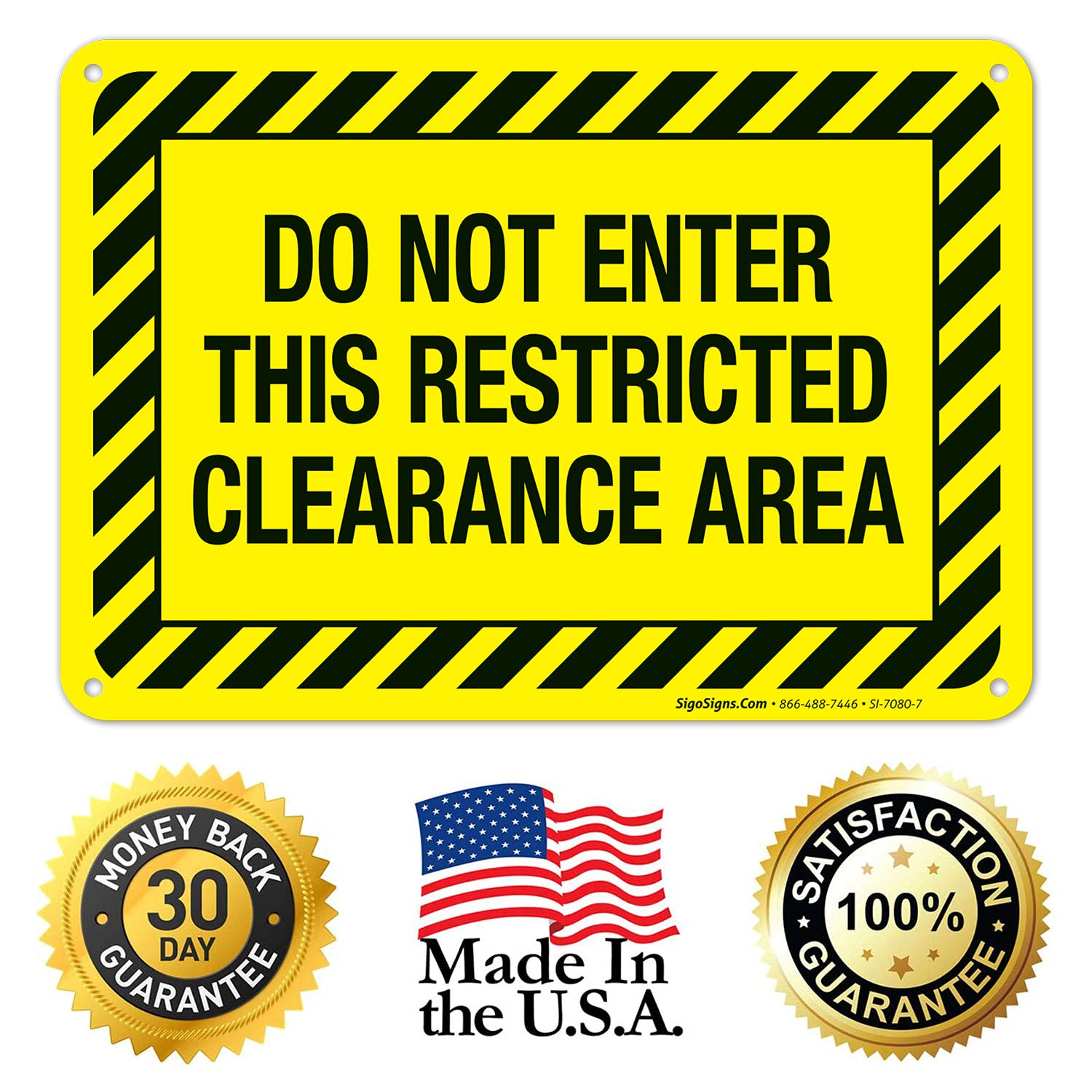 Do Not Enter This Restricted Clearance Area Sign - 10x7 Inches Rustproof Aluminum Safety Sign - Fade Resistant OSHA Warning Sign for Construction Sites & Warehouses - Made in USA