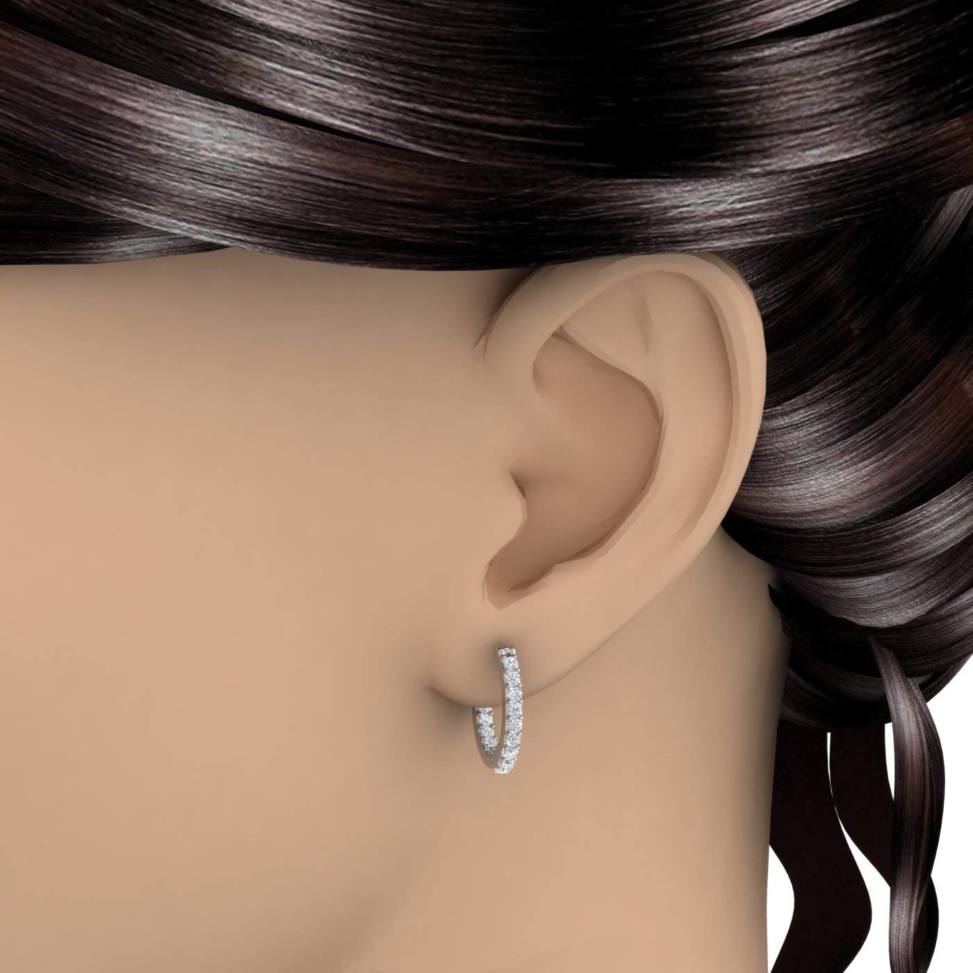 1 Carat Diamond Inside-Out Hoop Earrings - 10K Gold or 950 Platinum Prong Setting | Elegant Everyday Jewelry & Special Occasion Gift for Women