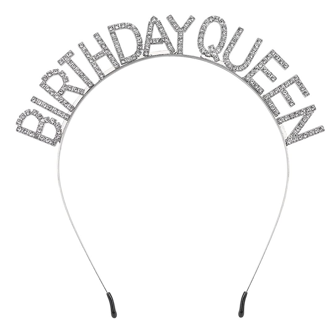 Silver Rhinestone Birthday Crown for Women & Girls - Elegant Princess Tiara Headband for Birthday Queen, Party, Wedding & Special Occasions
