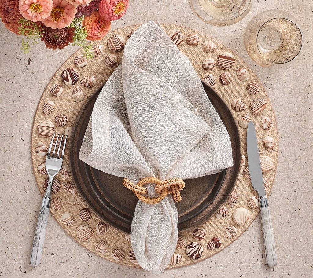 Natural & Brown Cabochon Placemats Set of 4 - Elegant Table Protection for Dining Room, Kitchen, or Outdoor Entertaining