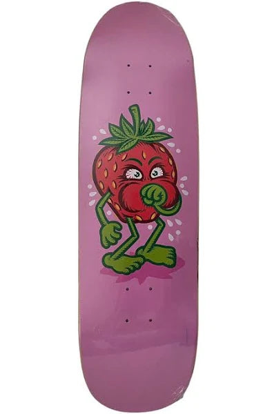 Strange Love Strawberry Cough Skateboard Deck - Lilac 8.875 Inch (Flocked Grip) | Premium Cruiser Board for Street & Park Skateboarding