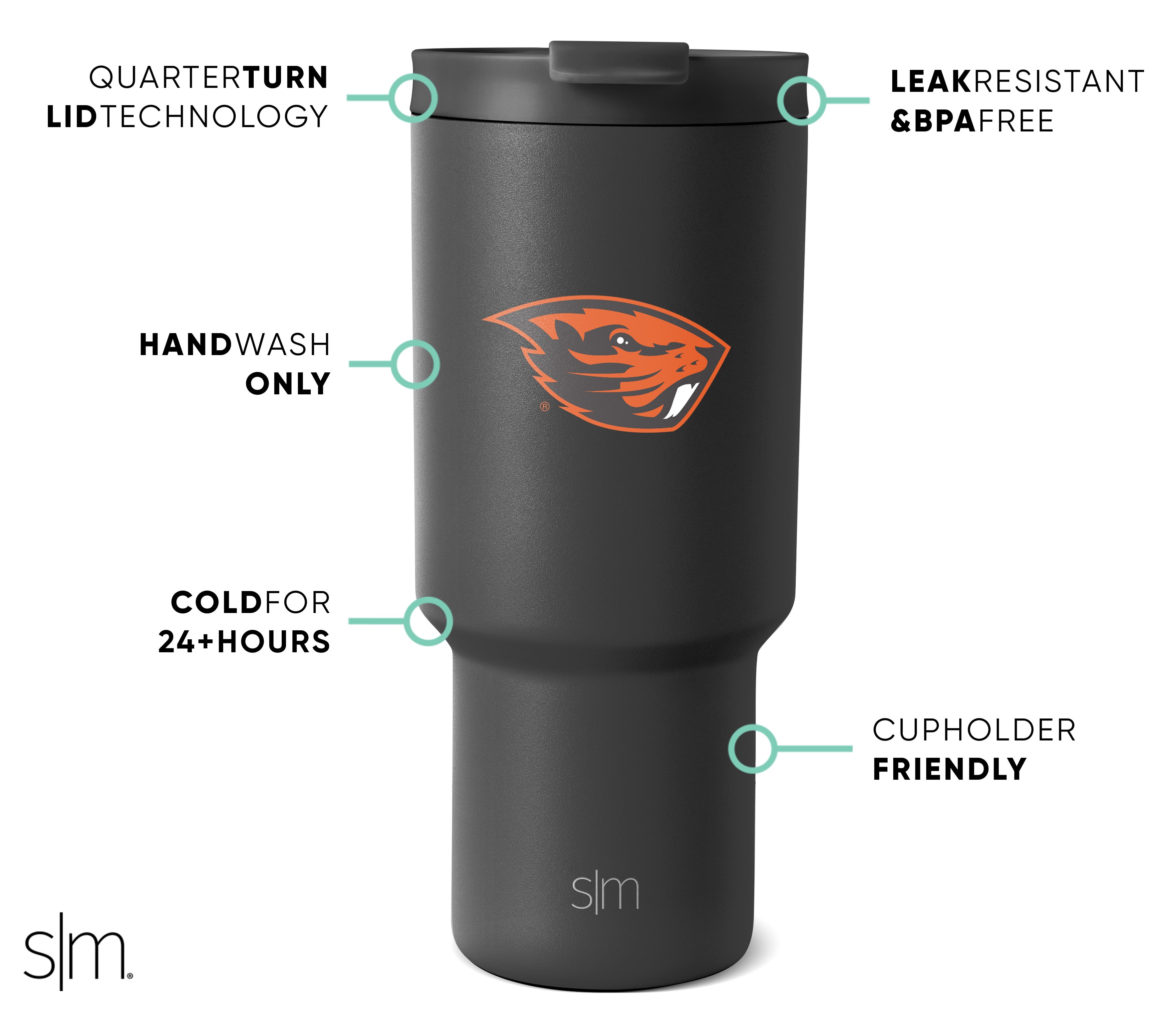 Collegiate Trek Tumbler - 20oz Insulated Stainless Steel Water Bottle with Lid & Straw - Perfect for College, Hiking, Gym & Outdoor Activities
