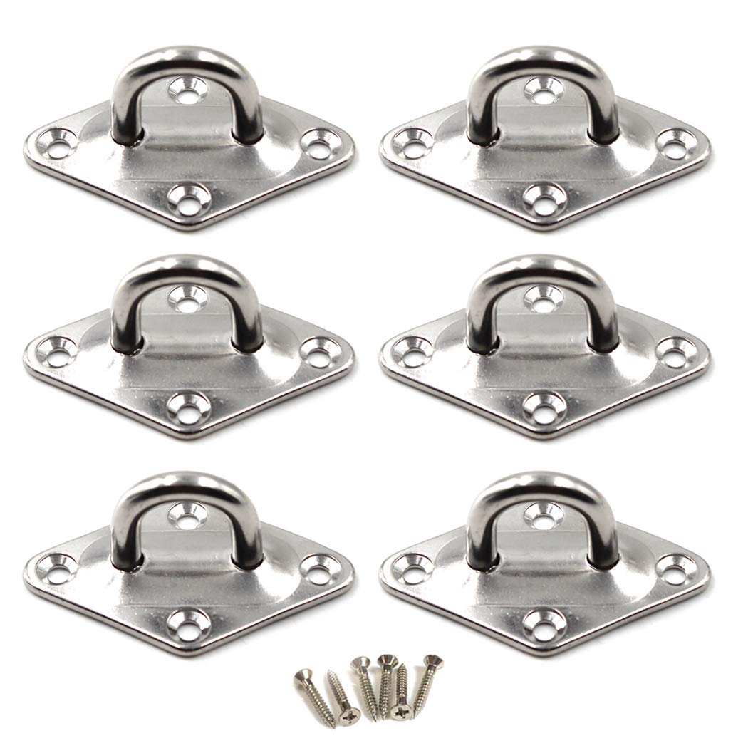 Stainless Steel M6 Ceiling Hook - Heavy Duty Wall Mount for Hanging (Pack of 6) - Garage & Garden Use