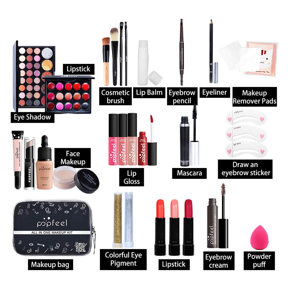 All-in-One Makeup Gift Set for Women - 27 Piece Cosmetic Kit with Eyeshadow, Lipstick, Mascara, Eyeliner & Brushes | Perfect for Travel, Bridal Makeup & Everyday Beauty Essentials