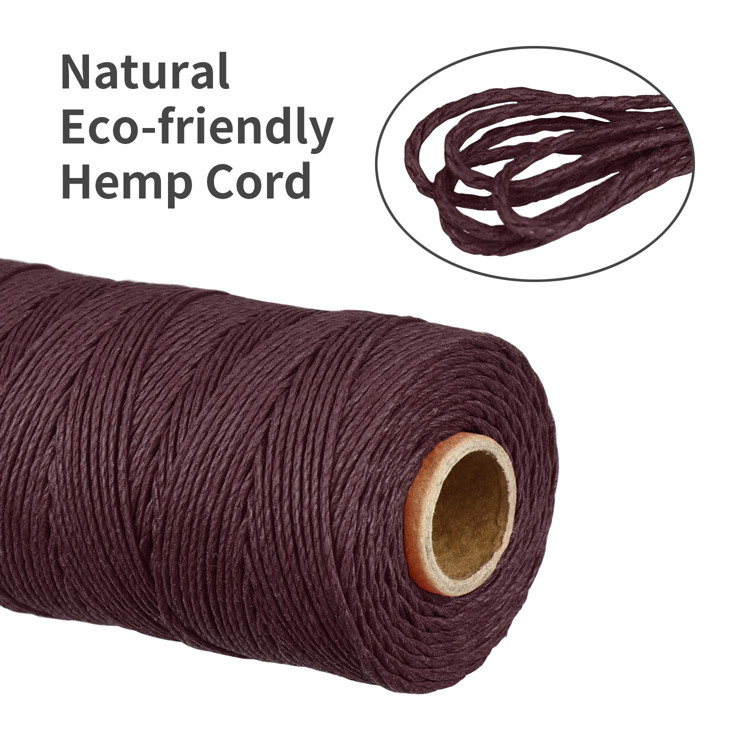 100% Natural Hemp Cord for Jewelry Making - 1mm Hemp String for Crafts, Gardening & DIY Projects (Dark Brown) | Perfect for Macrame, Beading & Plant Support