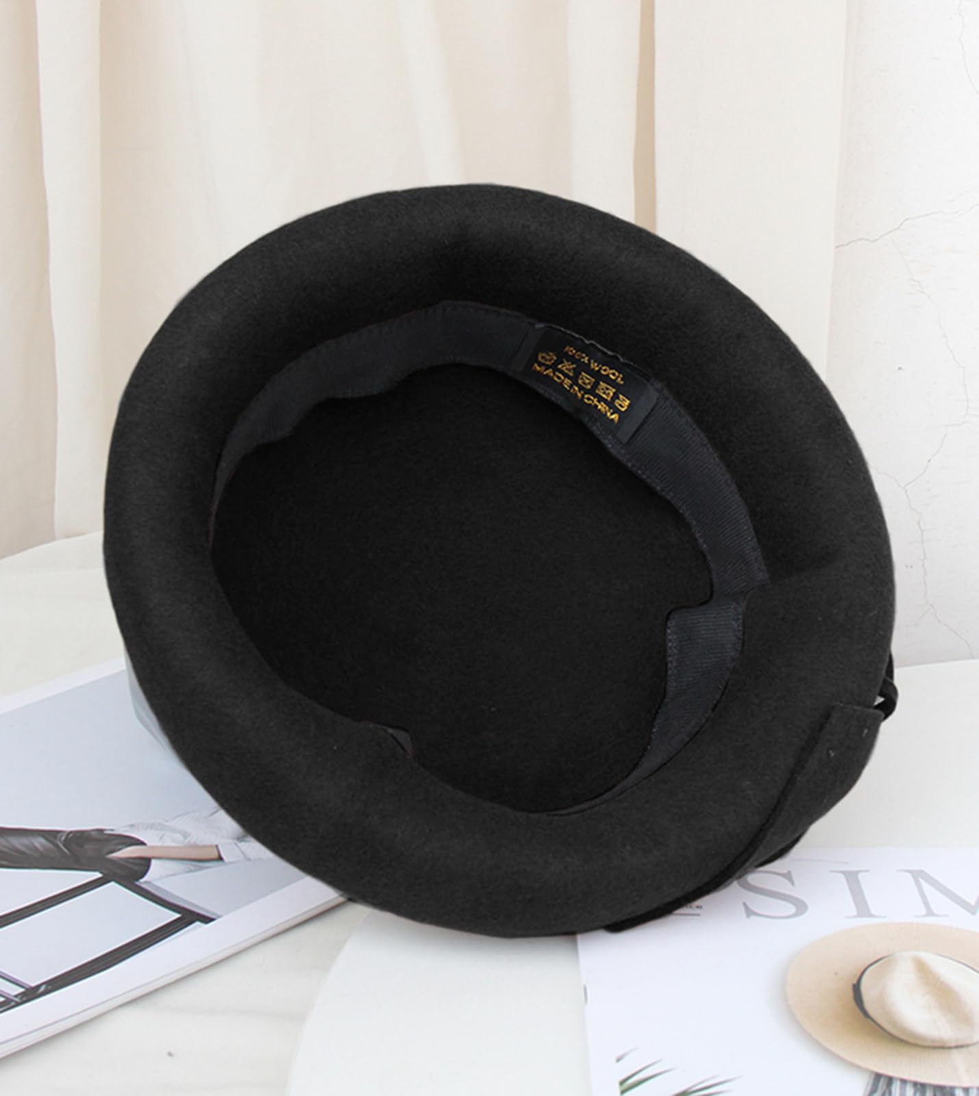 Z&X Women's Wool Felt Veil Fascinator Hat - Elegant Pillbox Style for Winter, Tea Parties, Church, Derby & Weddings - Flower Beret Fedora with Wide Brim for Fashionable Occasions