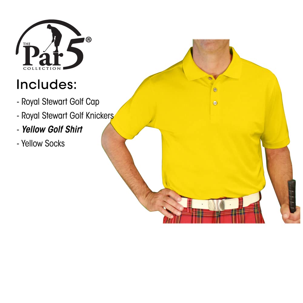 Royal Stewart Men's Golf Outfits - Premium Yellow Polo Shirt & Shorts Set for Comfortable Golfing & Casual Wear