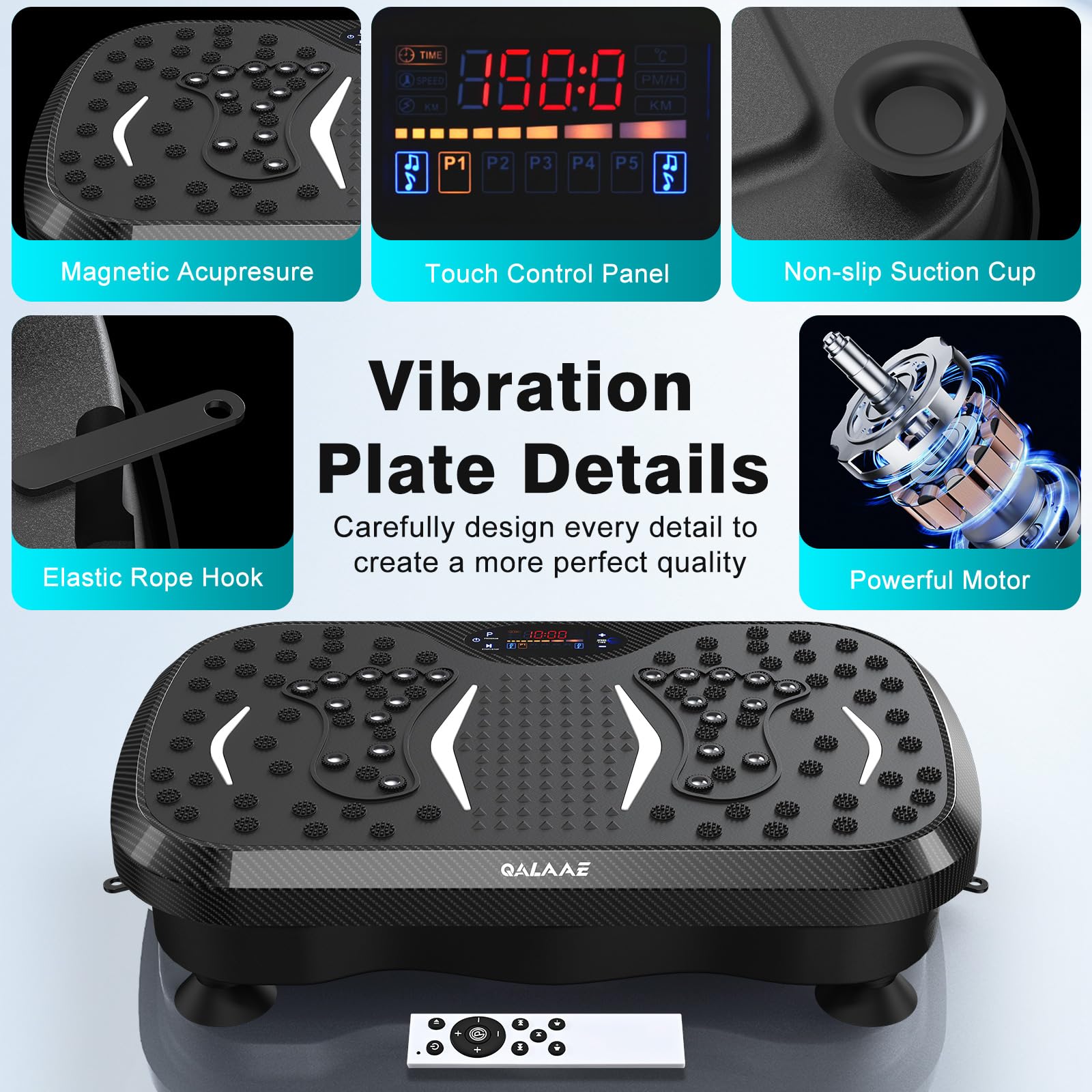 Carbon Fiber Vibration Plate Exercise Machine - 150 Speed Adjustable, 450 lbs Capacity for Full Body Workout & Lymphatic Drainage | Home Gym Equipment for Weight Loss, Muscle Toning & Circulation Improvement
