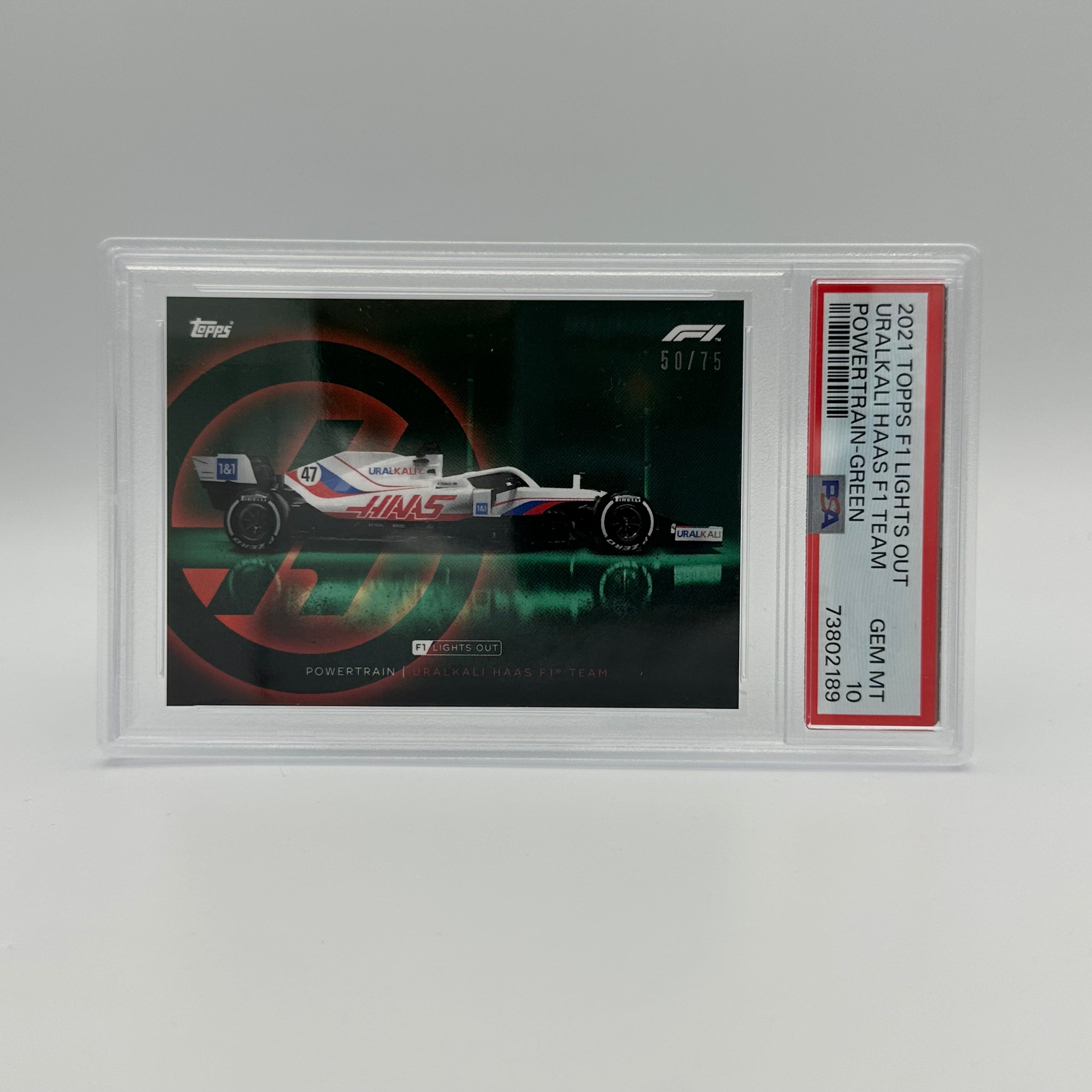 PSA 10 50/75 Uralkali Haas F1 Team Power Train Green - Perfect for F1 Collectors & Racing Enthusiasts, Ideal for Display & Investment