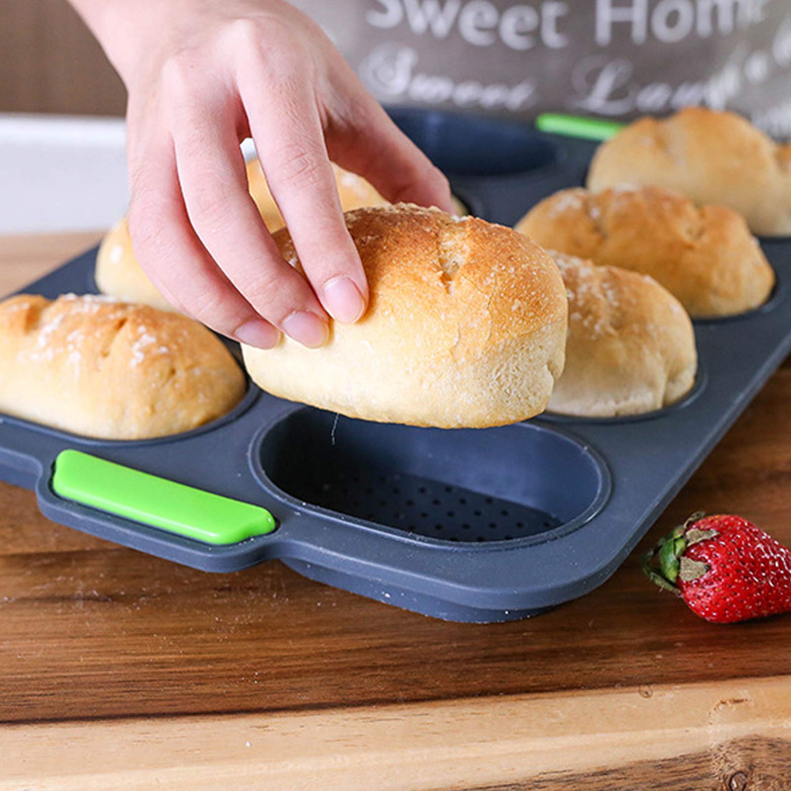 Non-Stick Silicone Mini Baguette Baking Tray - French Bread Baking Mold for 8 Loaves, Perfect for Home Baking, Bread Making & DIY Kitchen Gifts | Ideal for French Bread, Baguettes & Artisan Loaves