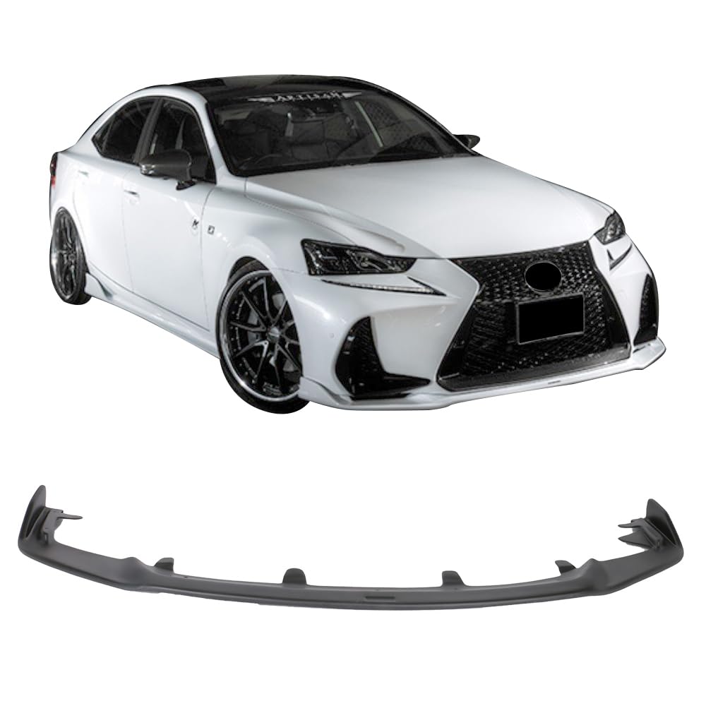 IKON MOTORSPORTS AR Style Front Bumper Lip for 2017-2020 Lexus IS - Unpainted Black PP Front Chin Spoiler Body Kit | Aggressive Styling Upgrade for Street & Show Cars