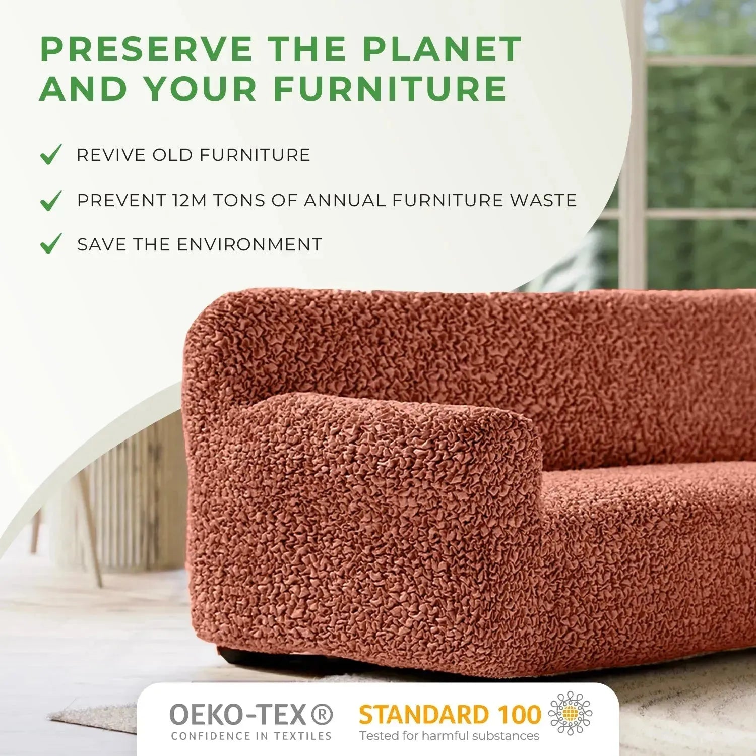 2 Seater Loveseat Slipcover - Fuco Premium Cotton Collection | Perfect for Living Room, Bedroom & Home Decor