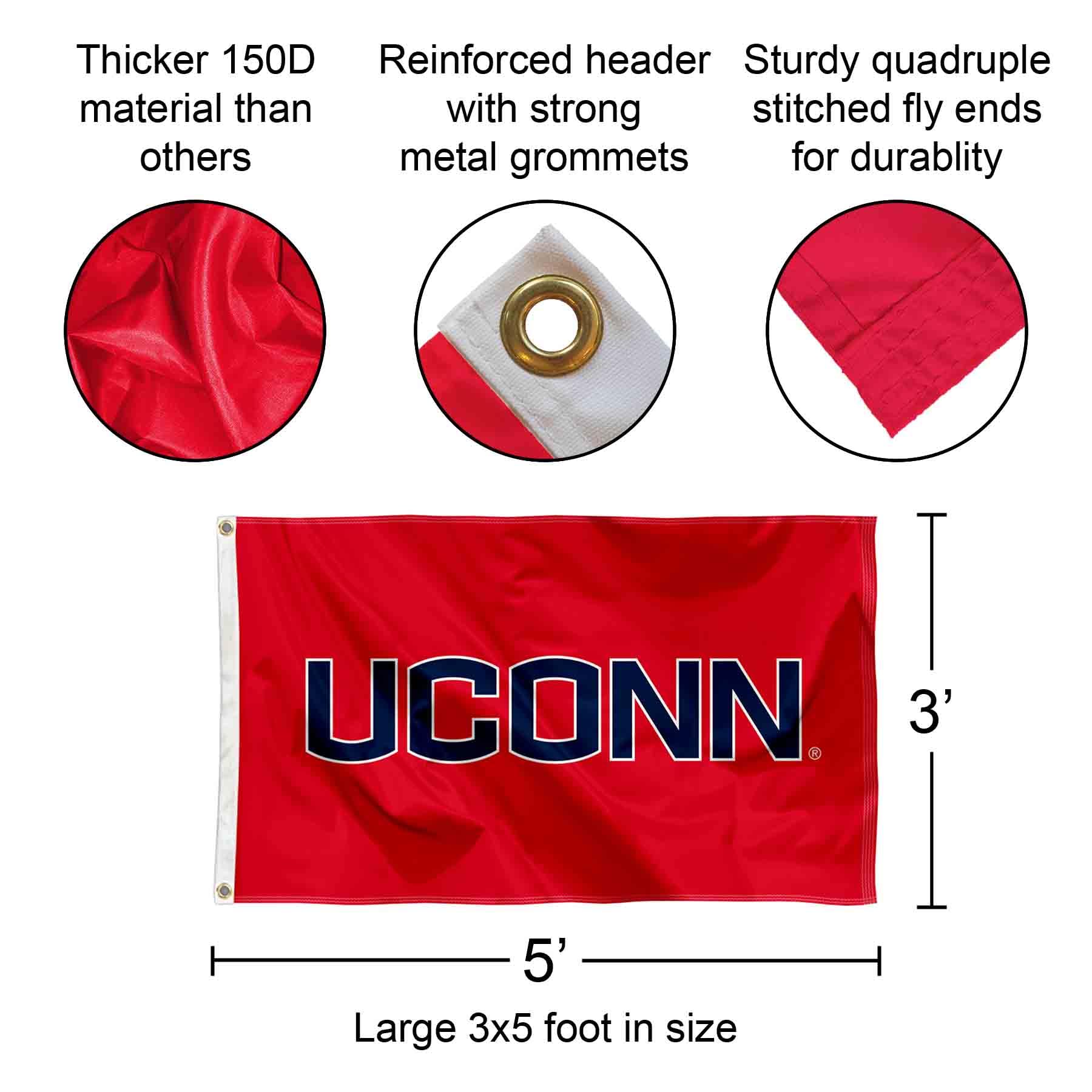 UCONN Huskies Athletic Red College Flag - Perfect for Game Day, Tailgating & Dorm Room Decor
