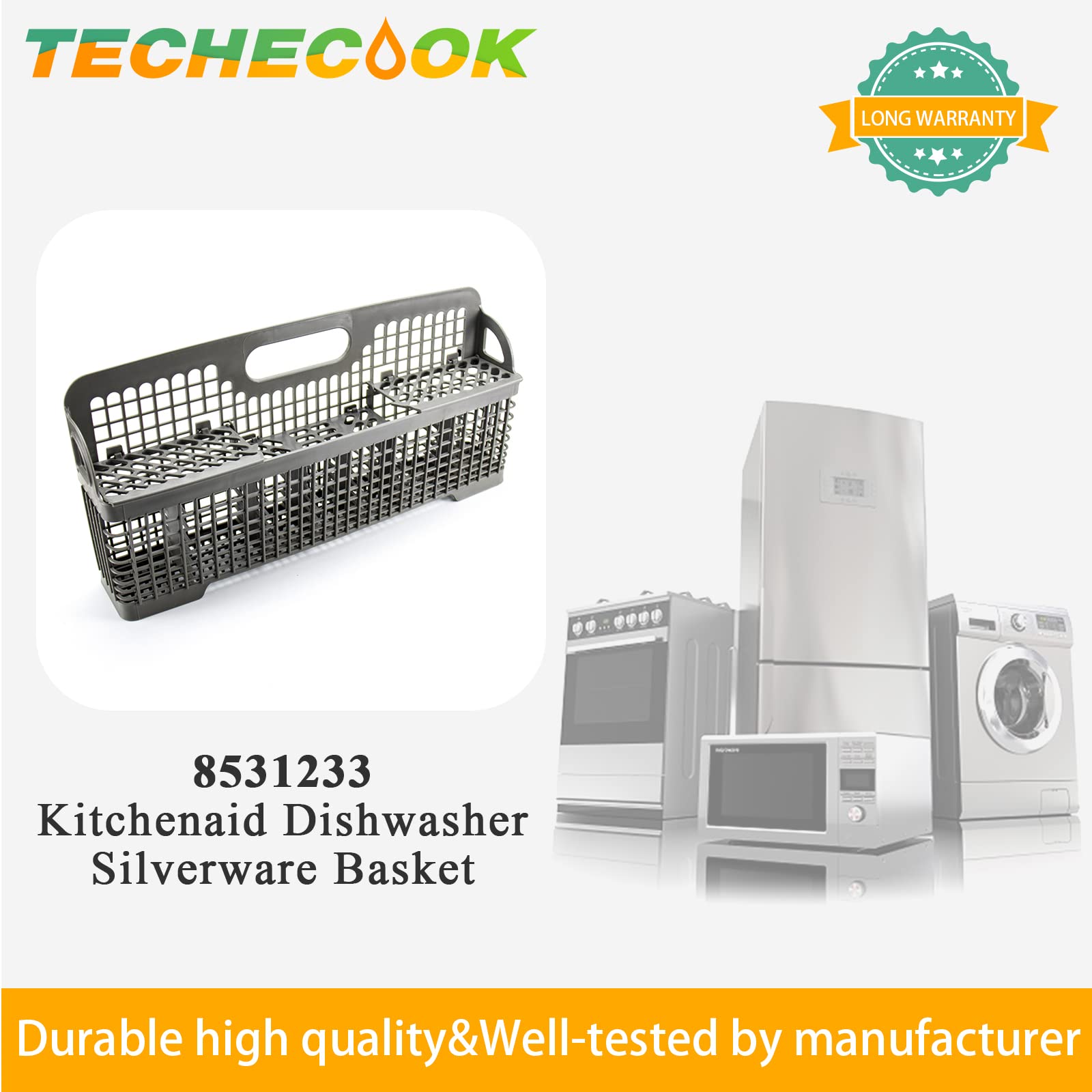 Universal Dishwasher Silverware Basket Replacement for Whirlpool & KitchenAid Dishwashers - Compatible with Models W10190415, 8531233, 8531288, 8562043 - Durable Utensil Holder for Easy Organization - Perfect for Kitchen, Restaurant & RV Use