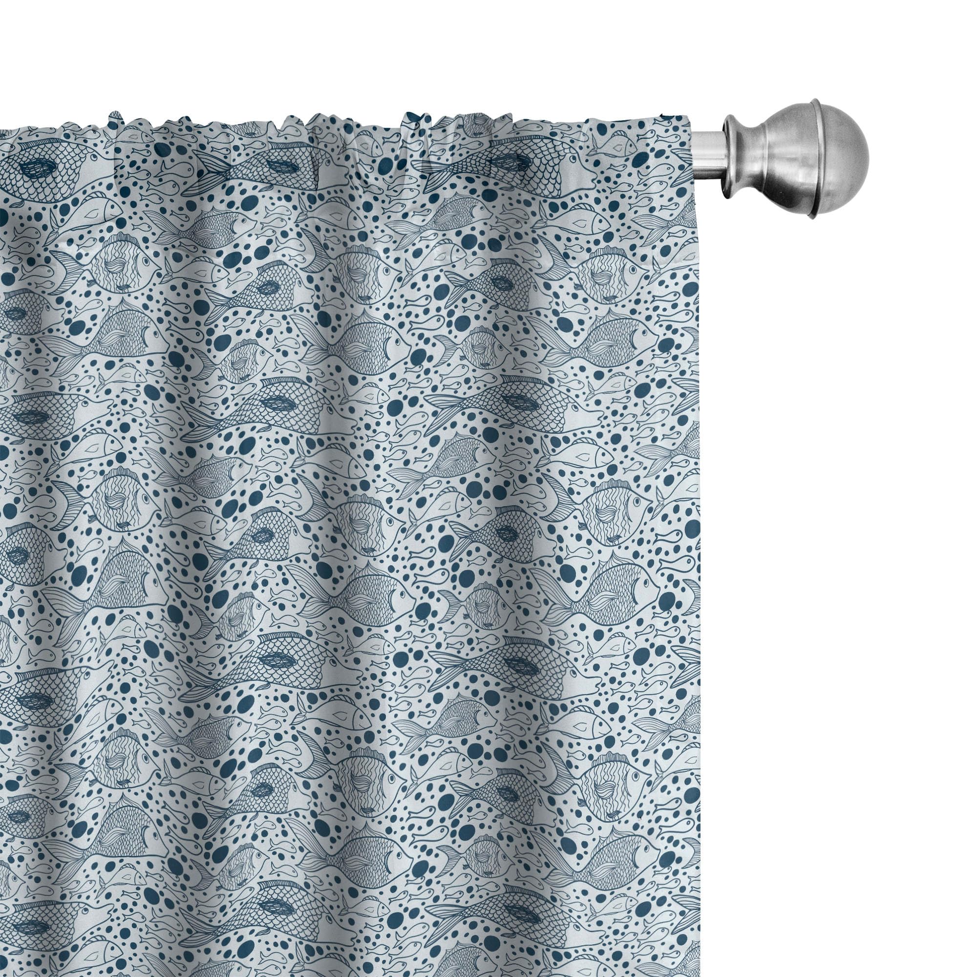Ambesonne Blue Fish & Bubbles Underwater Sea Life Curtains - 2 Panel Set (28