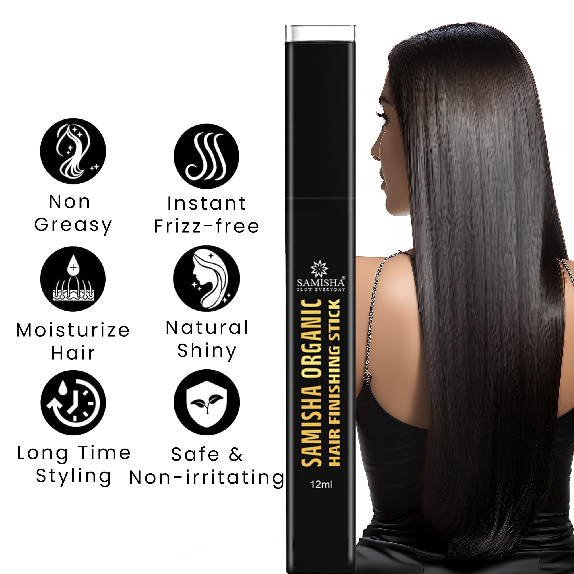 Hair Finishing Stick Gel for Frizzy Hair - No White Residue, Strong Hold Styling Wax for Women & Men - Perfect for Taming Flyaways, Smoothing Edges & Updos (Pack of 1)