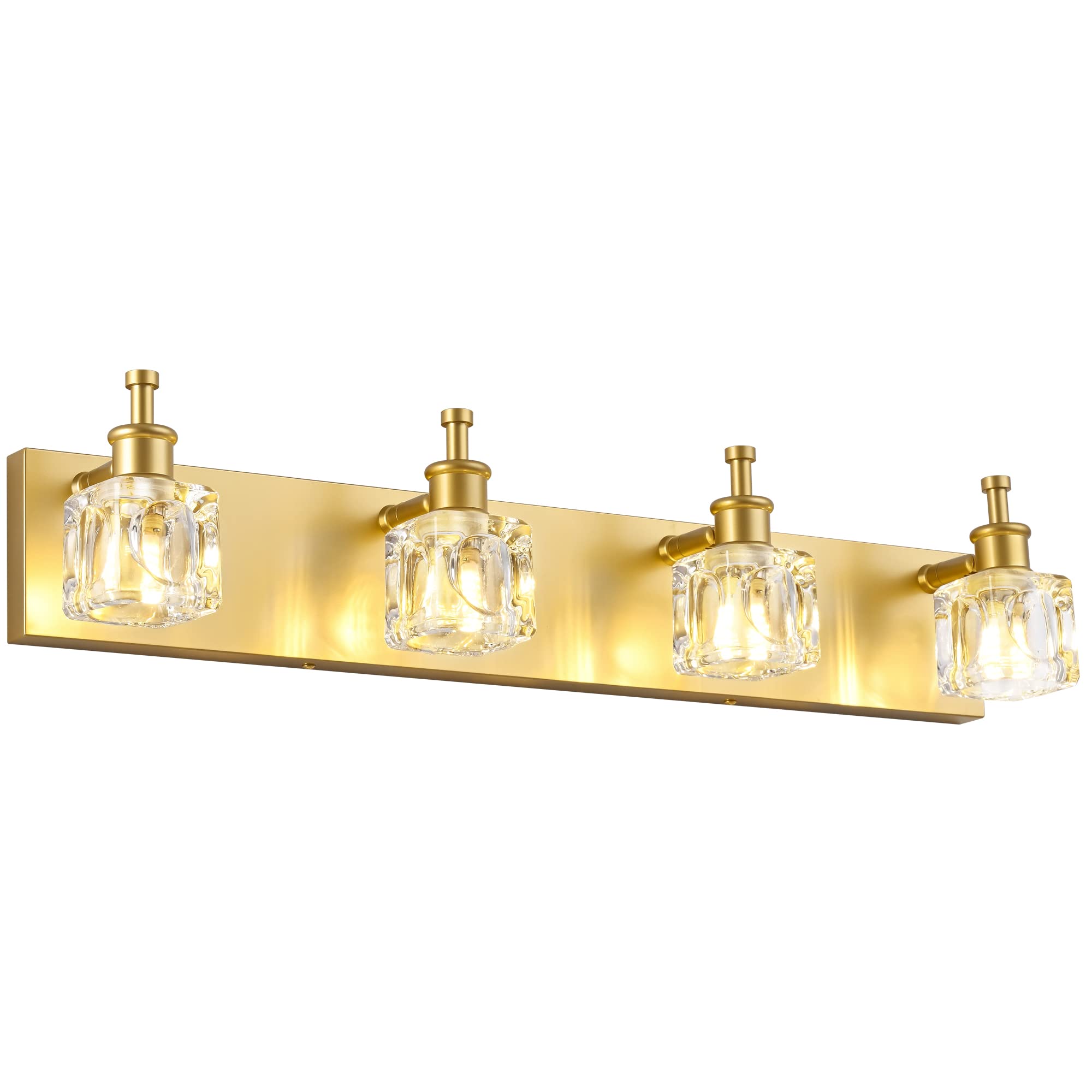 Modern Crystal Bathroom Vanity Light - Gold 4-Light Fixture for Mirror - Perfect for Bathroom & Dressing Room Lighting