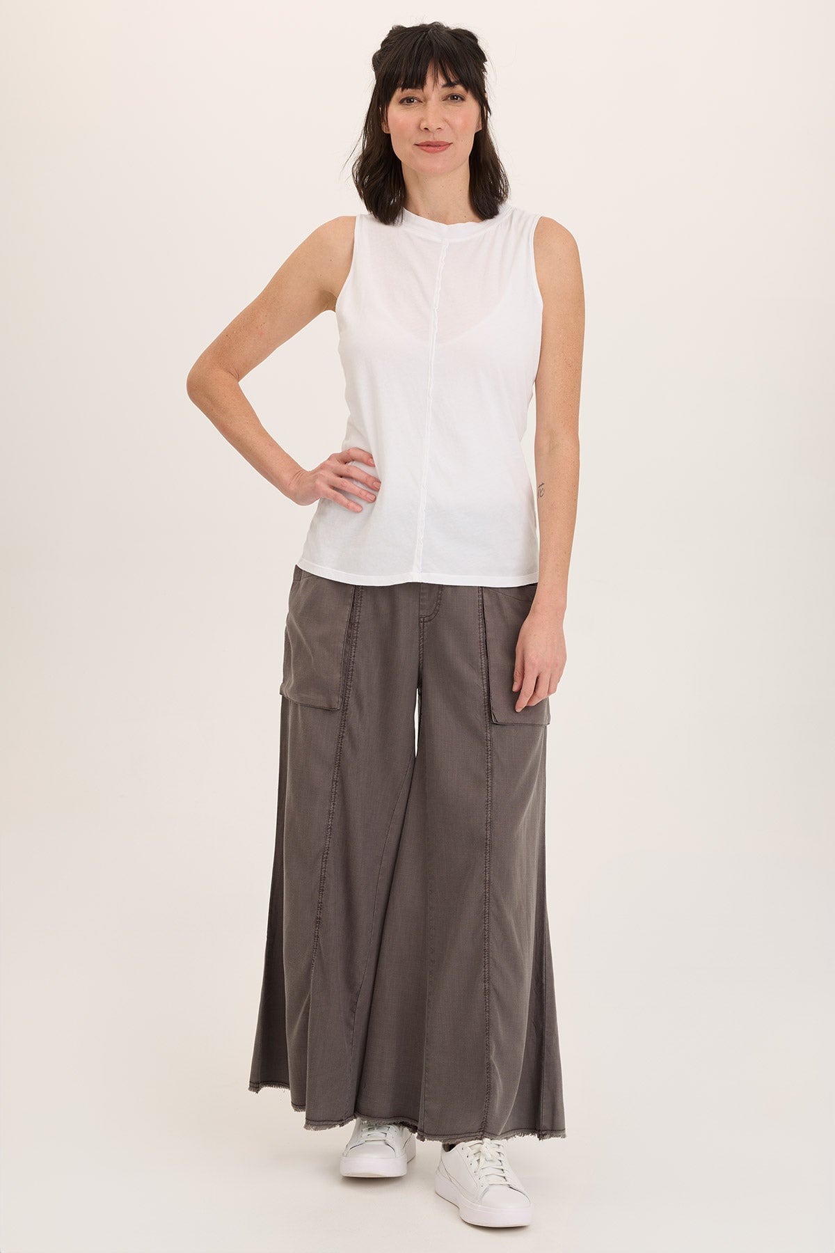 Desoto Ultra Flare Wide Leg Pocket Pants for Women - High Waisted Stretch Comfort Fit - Casual & Office Wear