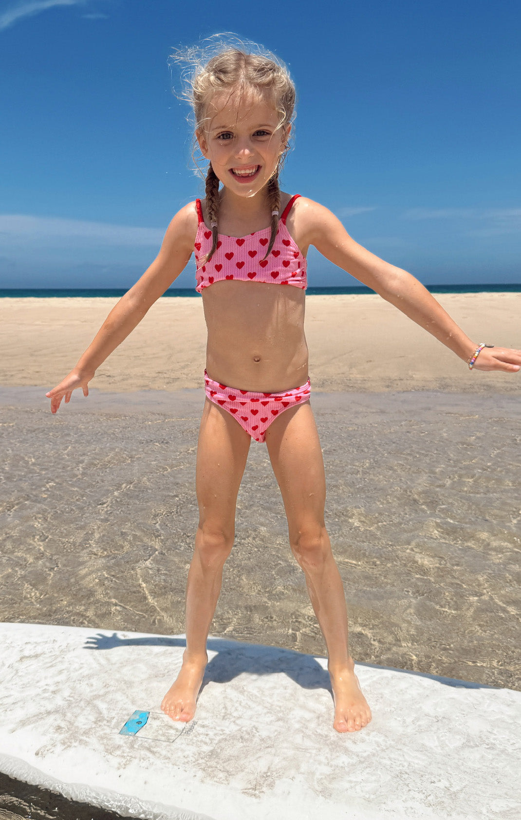 Little Folly Bikini - Red Hearts Rib Scrunch High Waisted Swimwear | Sexy Two Piece Bathing Suit for Women | Perfect for Beach, Pool Party & Summer Vacation