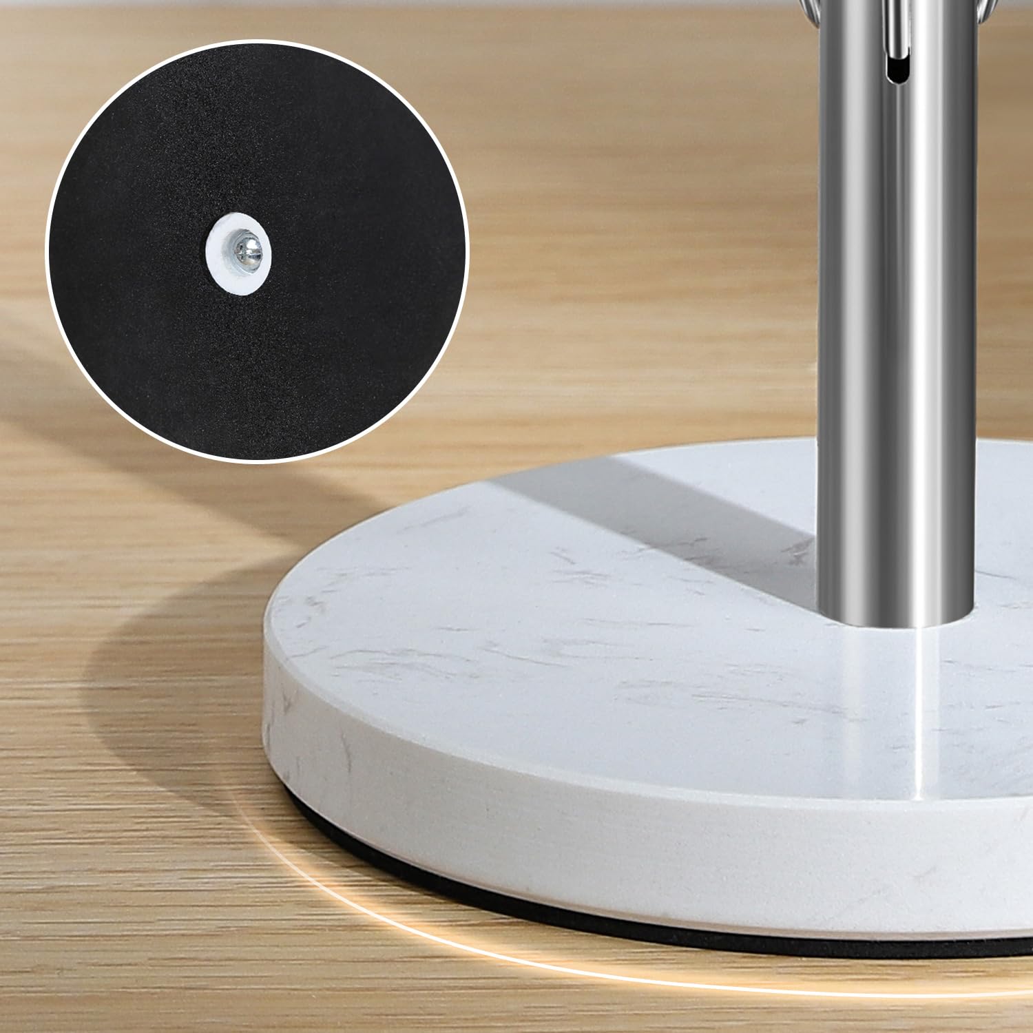 YIGII Silver Countertop Paper Towel Holder with Heavy Marble Base - One-Handed Tear Kitchen Roll Stand for Standard Paper Towels | Perfect for Kitchen Countertops, Office Break Rooms & Bathroom Storage