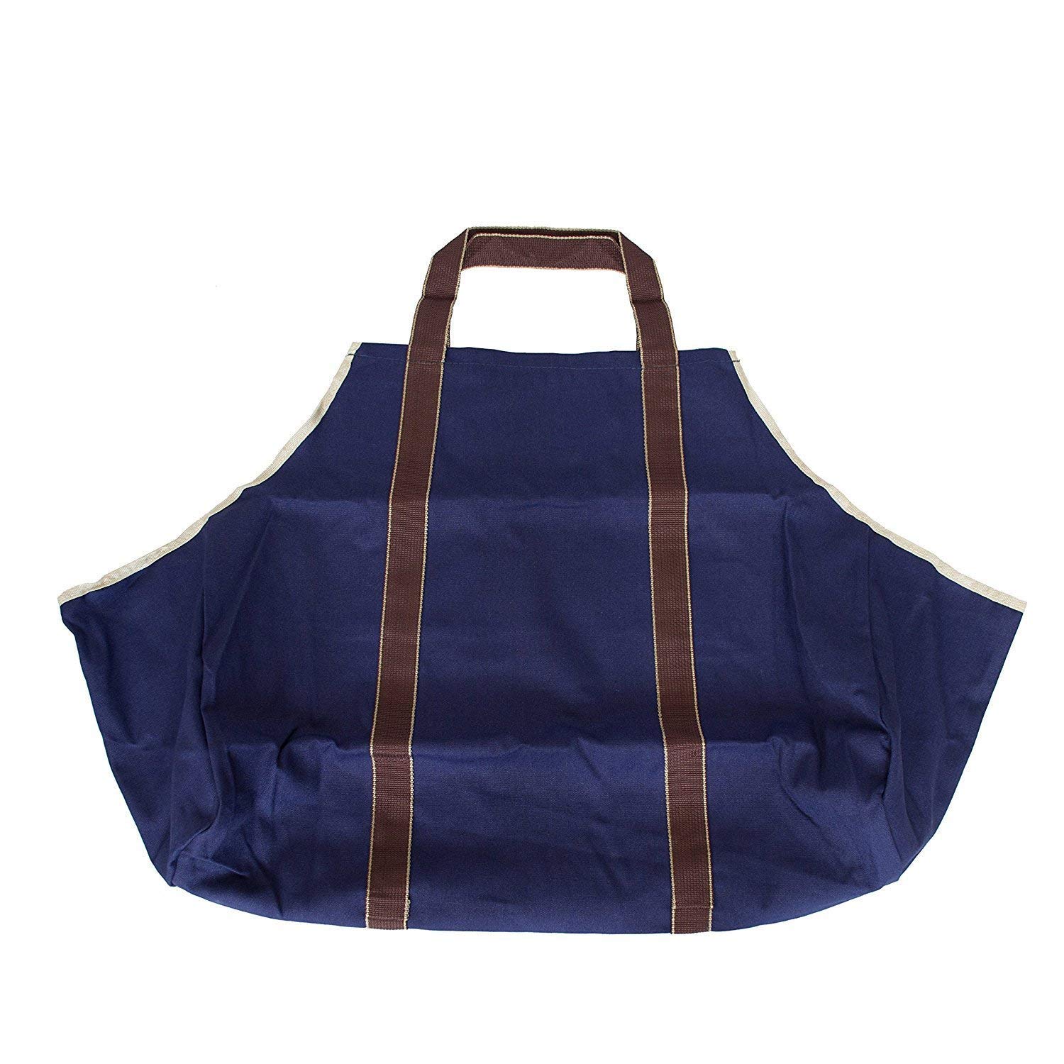 Durable Heavy Duty Canvas Firewood Log Carrier Tote Bag for Fireplace & Wood Stove - Dark Blue | Perfect for Camping, Firewood Storage & Outdoor Fire Pit Accessories