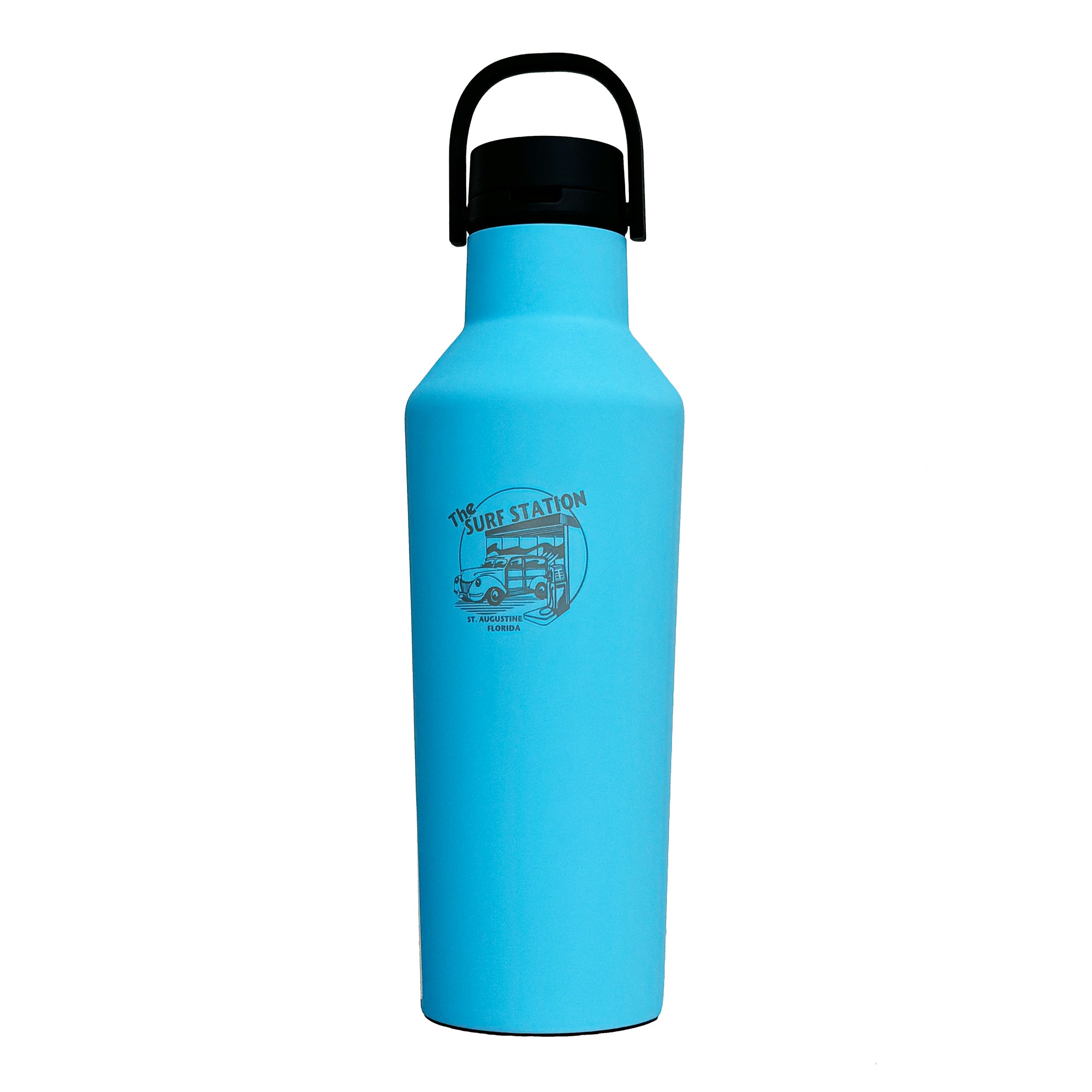 Corkcicle x Surf Station 32oz Insulated Stainless Steel Water Bottle - Santorini Blue, Leakproof & Sweatproof Sport Canteen for Gym, Hiking & Outdoor Activities