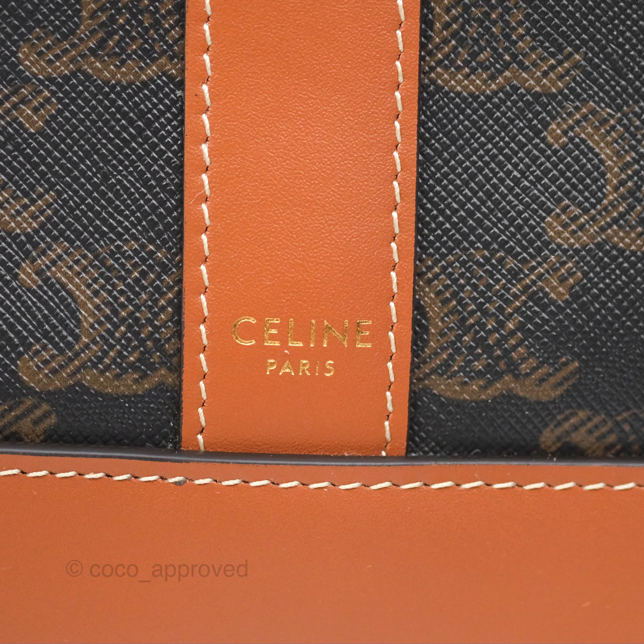 Celine Small Bucket Bag in Triomphe Canvas & Tan Calfskin Leather - Perfect for Everyday Use, Work & Travel