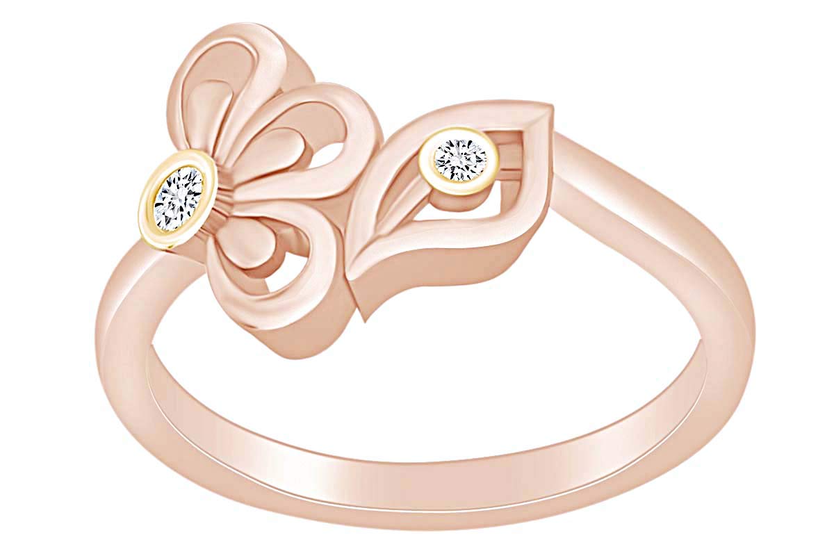 Round White Natural Diamond Accent Flower & Petal Engagement Ring for Women - Elegant Wedding Band, Anniversary Gift, Proposal Jewelry