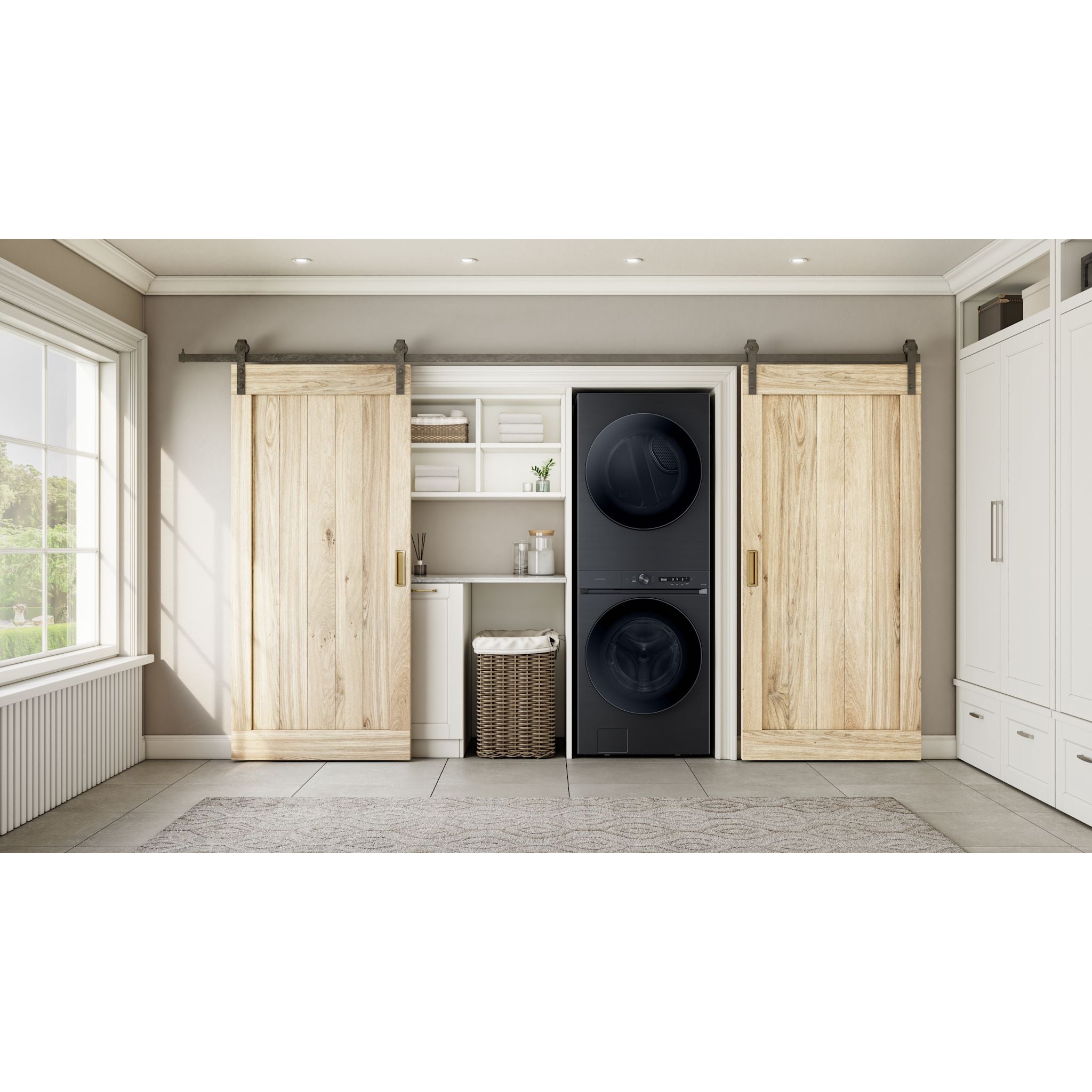Samsung Laundry Hub (WH46DBH550EVAC) Black Stainless Steel - All-in-One Washer & Dryer Combo for Large Loads | Perfect for Apartments, Small Homes & Laundry Rooms | Energy Efficient & Space Saving