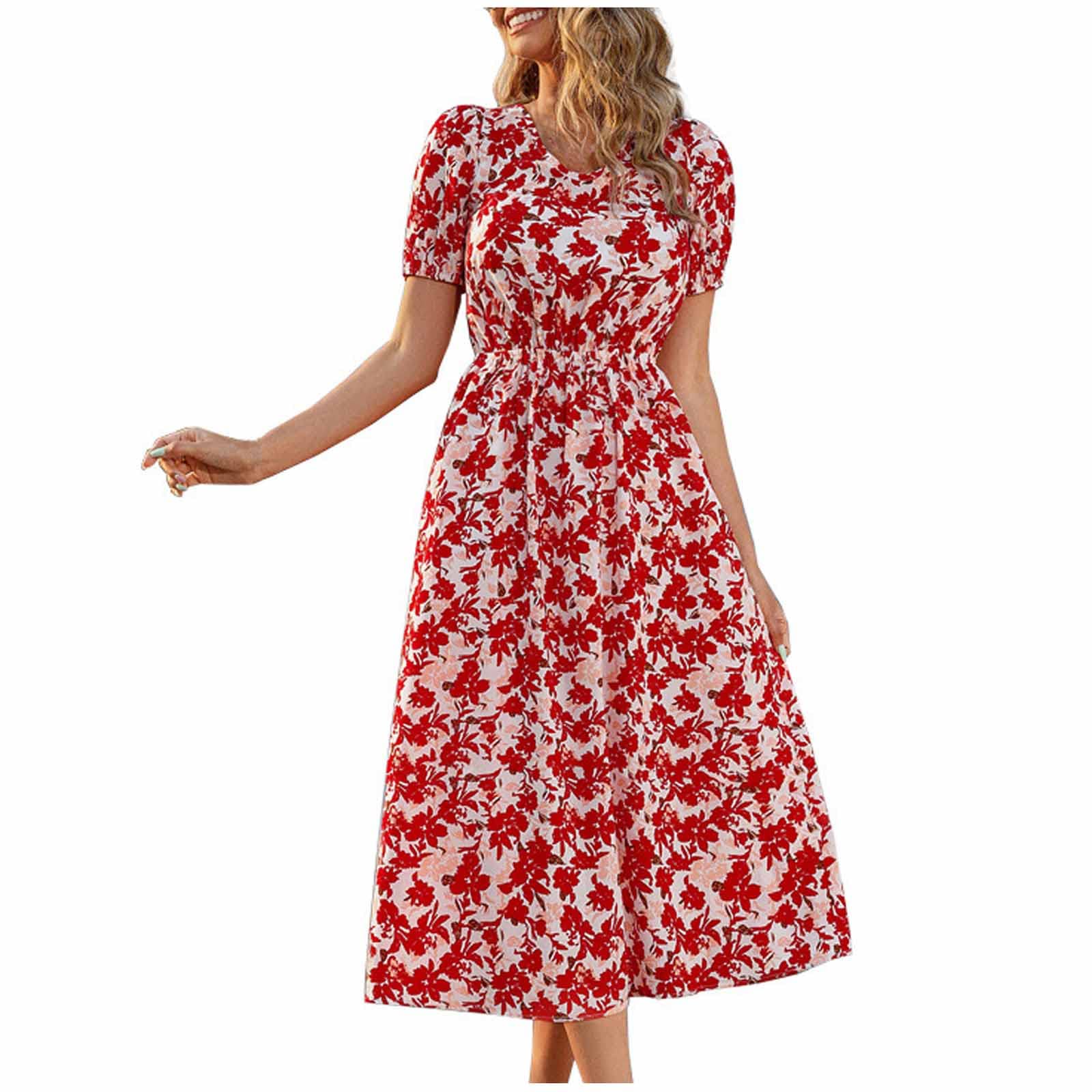 Ylioge Women's Renaissance Floral Midi Dress - Sexy Halter Neckline, Short Sleeve, Slim Fit Fashion Dress for Cosplay, Medieval Fair, Halloween Costume & Vintage Themed Parties