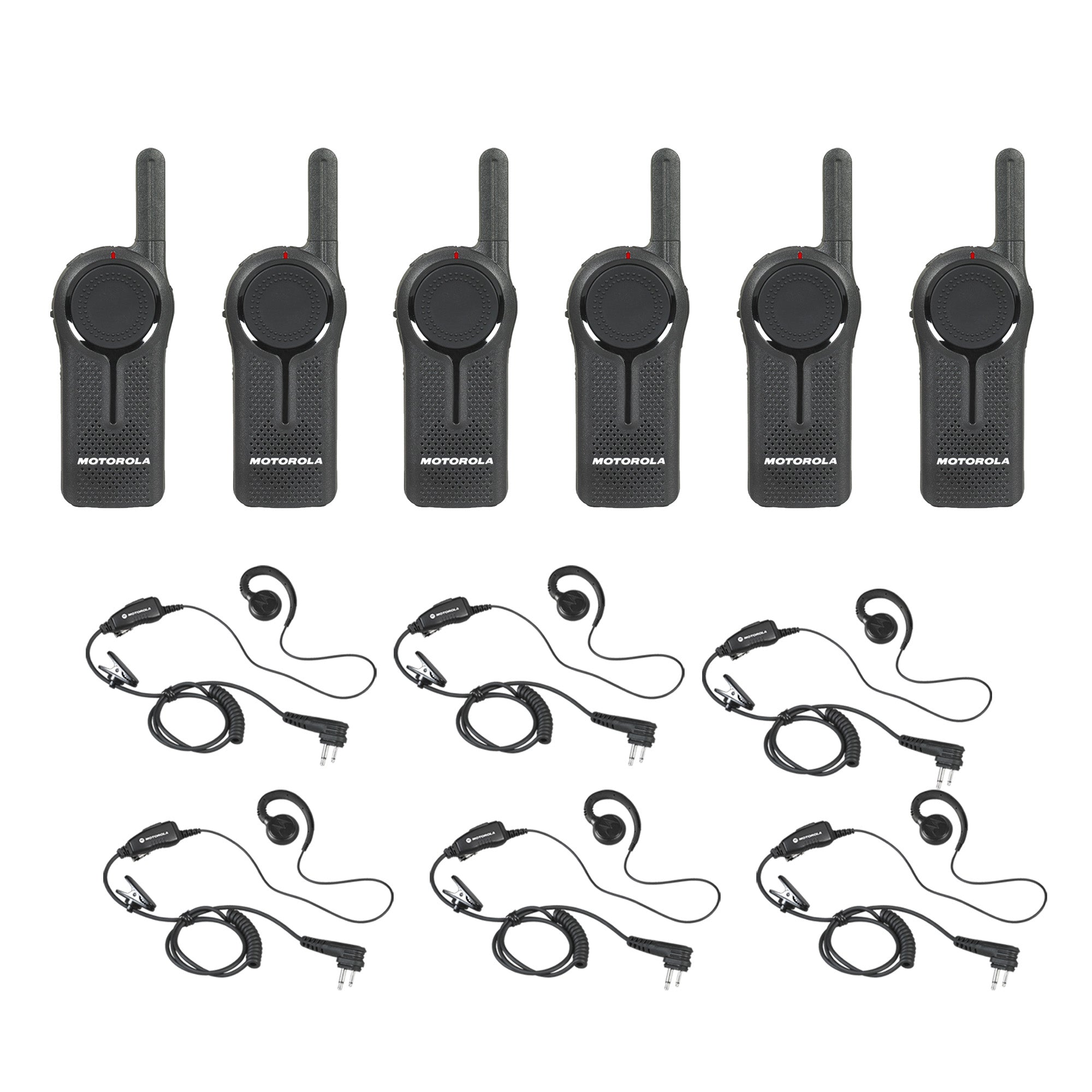 Motorola DLR1020 6 Pack Two-Way Radio Bundle with Premium Headsets - Perfect for Construction, Security & Outdoor Adventures