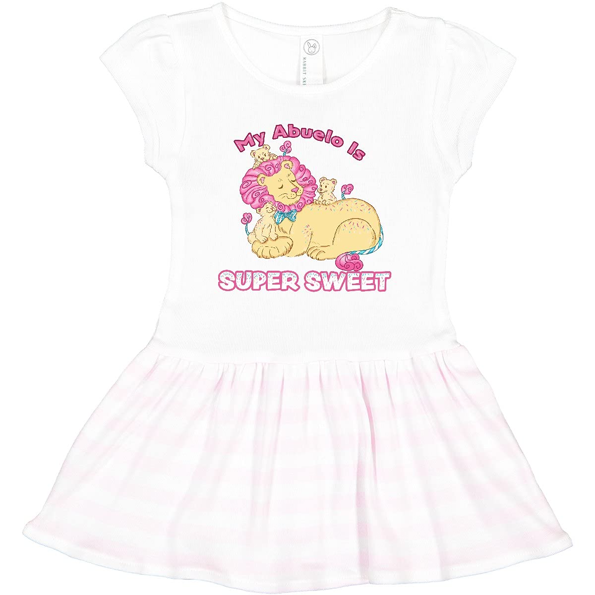 Inktastic My Abuelo is Super Sweet Cotton Candy Lions Graphic Print Pink Toddler Dress - Cute Casual Outfit for Girls, Birthday Party, Family Photos & Everyday Wear