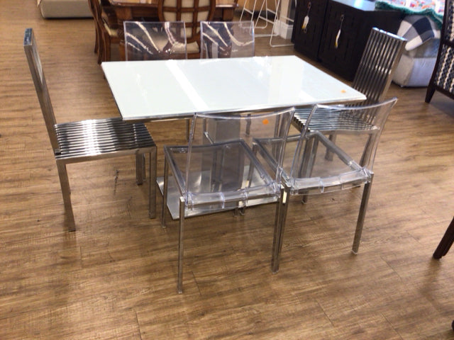 6-Piece Modern Acrylic & Metal Dining Chair Set - Sturdy & Stylish for Kitchen, Dining Room, Restaurant, or Outdoor Patio Use