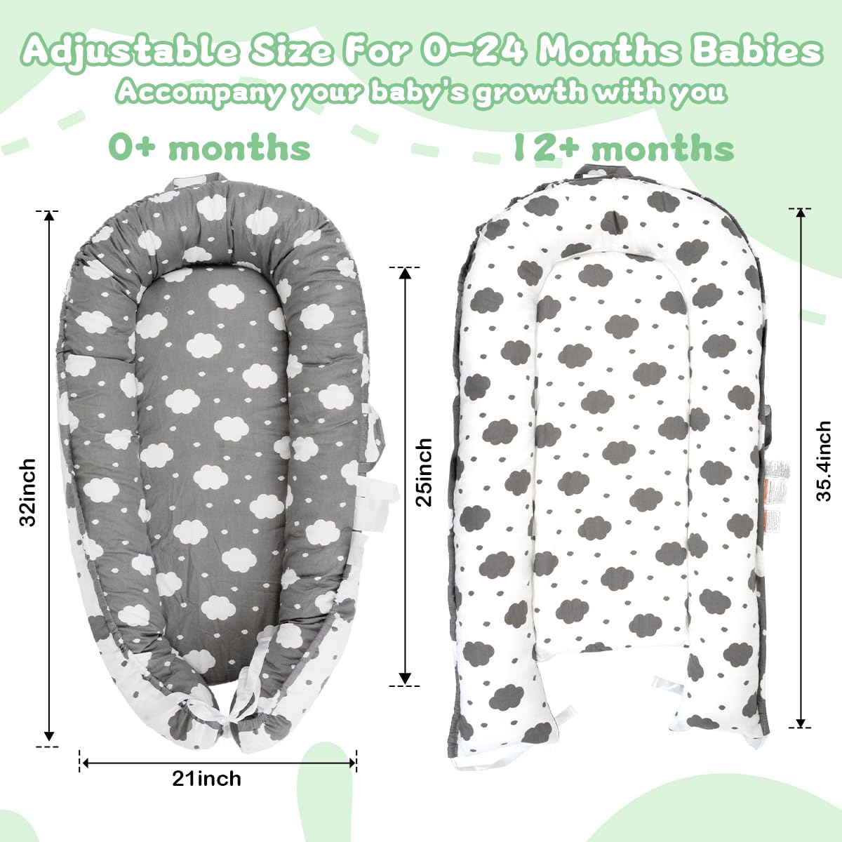 **Soft Breathable Baby Lounger for Newborns 0-24 Months | 100% Cotton Portable Infant Lounger Cover | Perfect for Napping, Playtime & Travel – Ideal Baby Shower Gift**