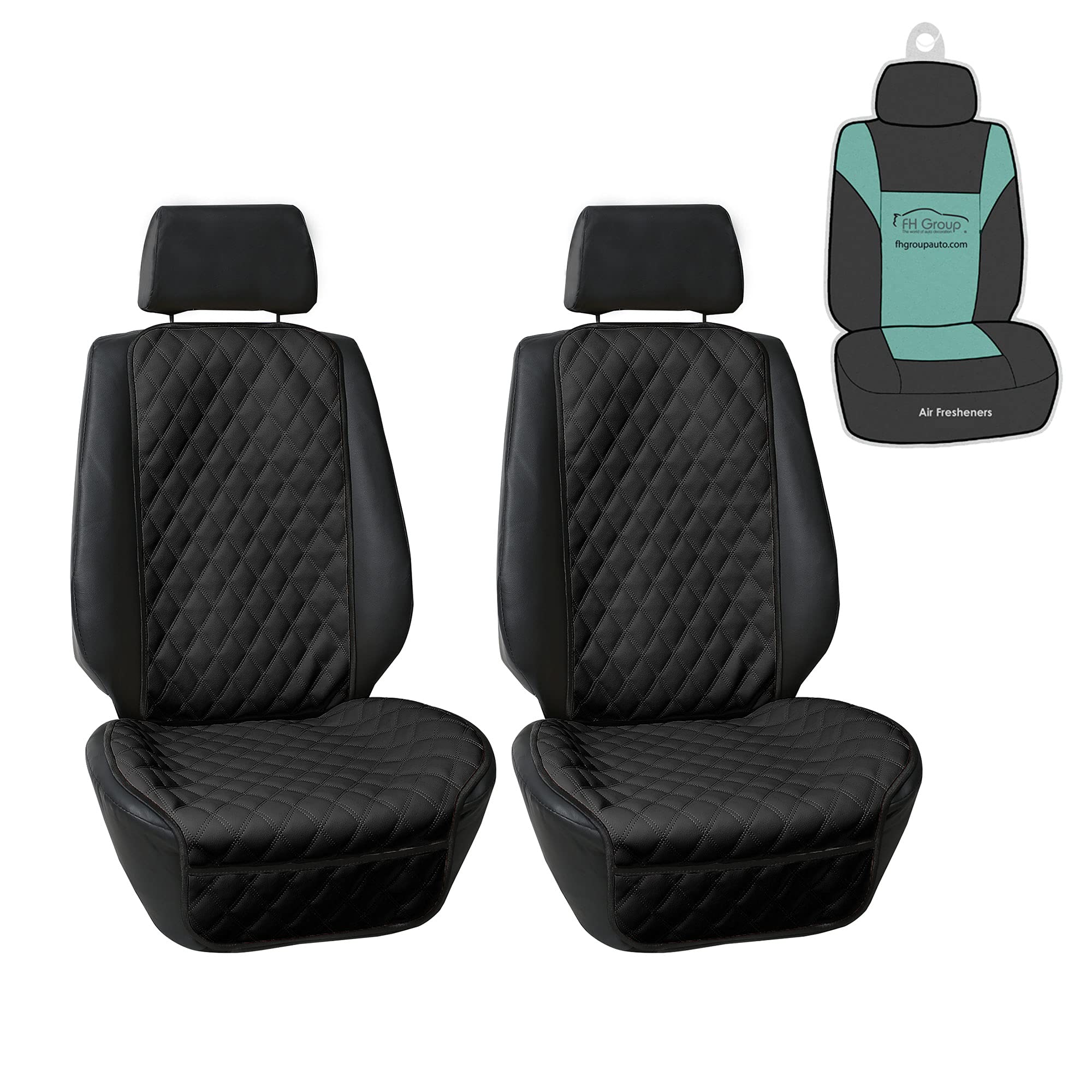 FH Group Neosupreme Car Seat Covers - 2 Pack Universal Fit Waterproof Faux Leather Seat Protectors for Cars, Trucks & SUVs | Black Auto Accessories for Comfort & Style | Perfect for Road Trips, Commuting & Family Travel