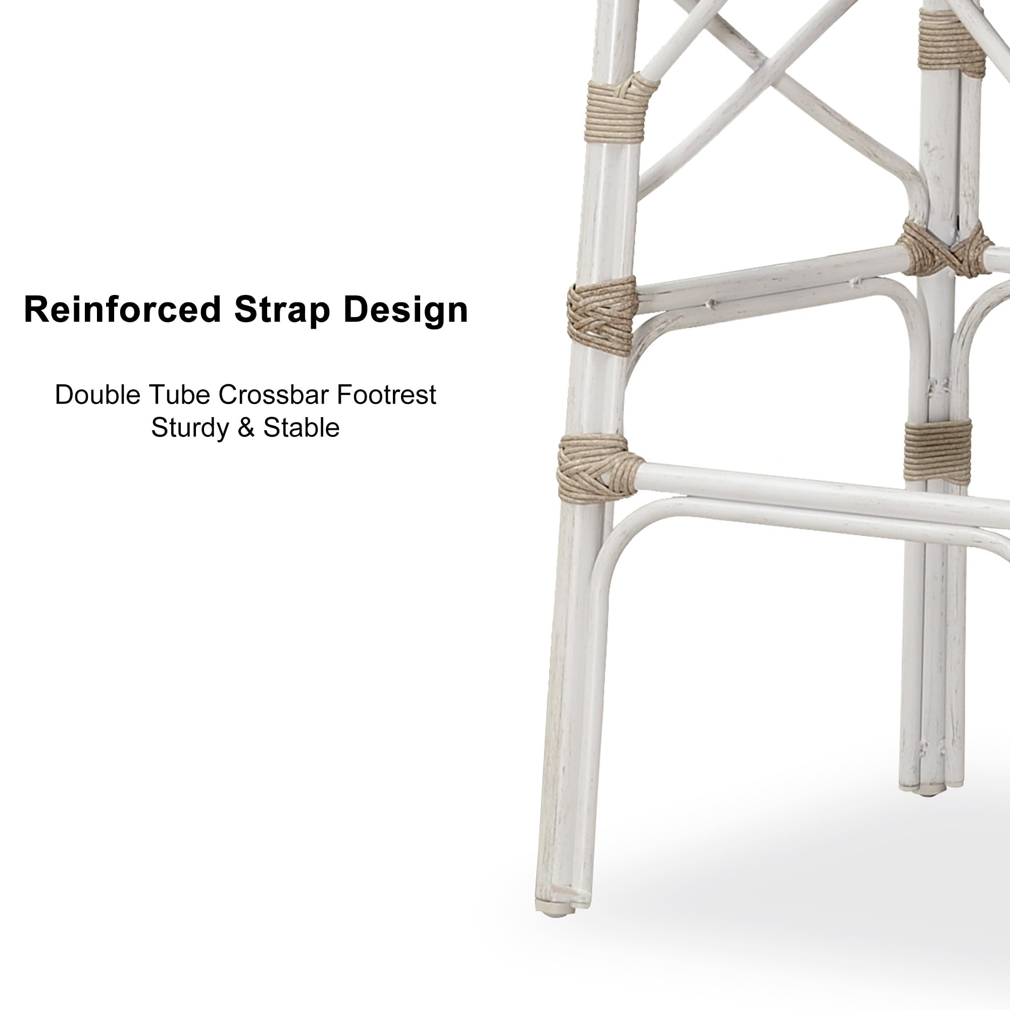 PURPLE LEAF French Counter Height Bar Stools Set of 4 - Rattan Aluminum Patio Barstools with Bamboo Pattern Finish & Back Support for Outdoor Kitchen Island, Poolside, Garden Bar - Light Beige | Perfect for Backyard Entertaining, Outdoor Dining & Lounge Areas
