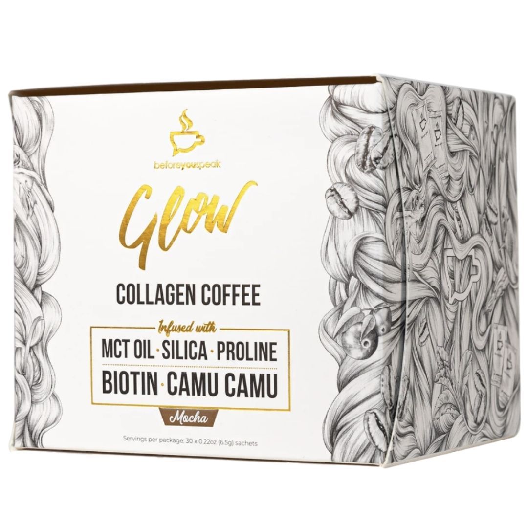 Before You Speak Glow Mocha Collagen Coffee - Premium Collagen-Infused Coffee for Skin & Energy Boost | Perfect Morning Drink for Healthy Glow & Focus